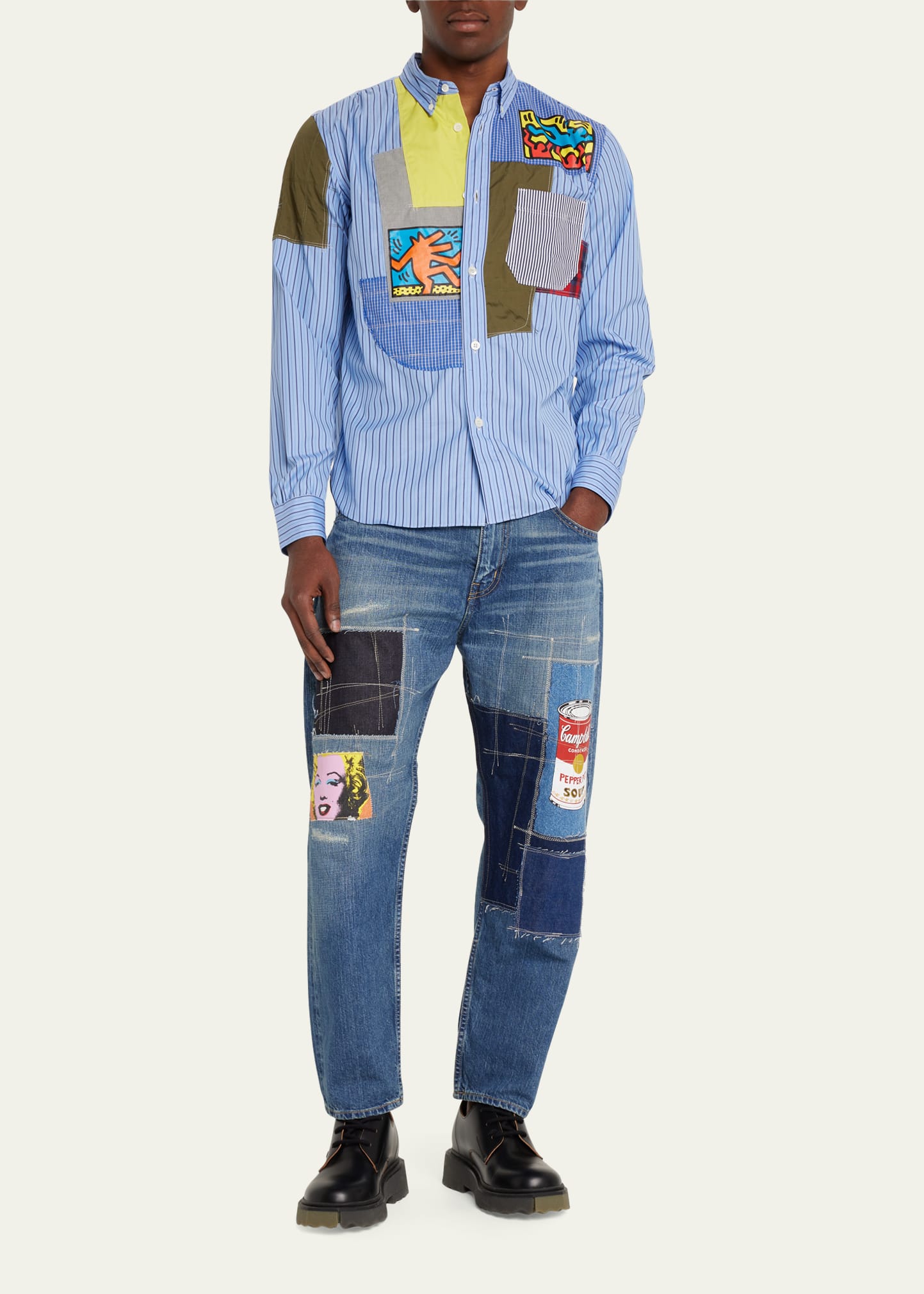 Junya Watanabe Men's Andy Warhol Patchwork Jeans - Bergdorf