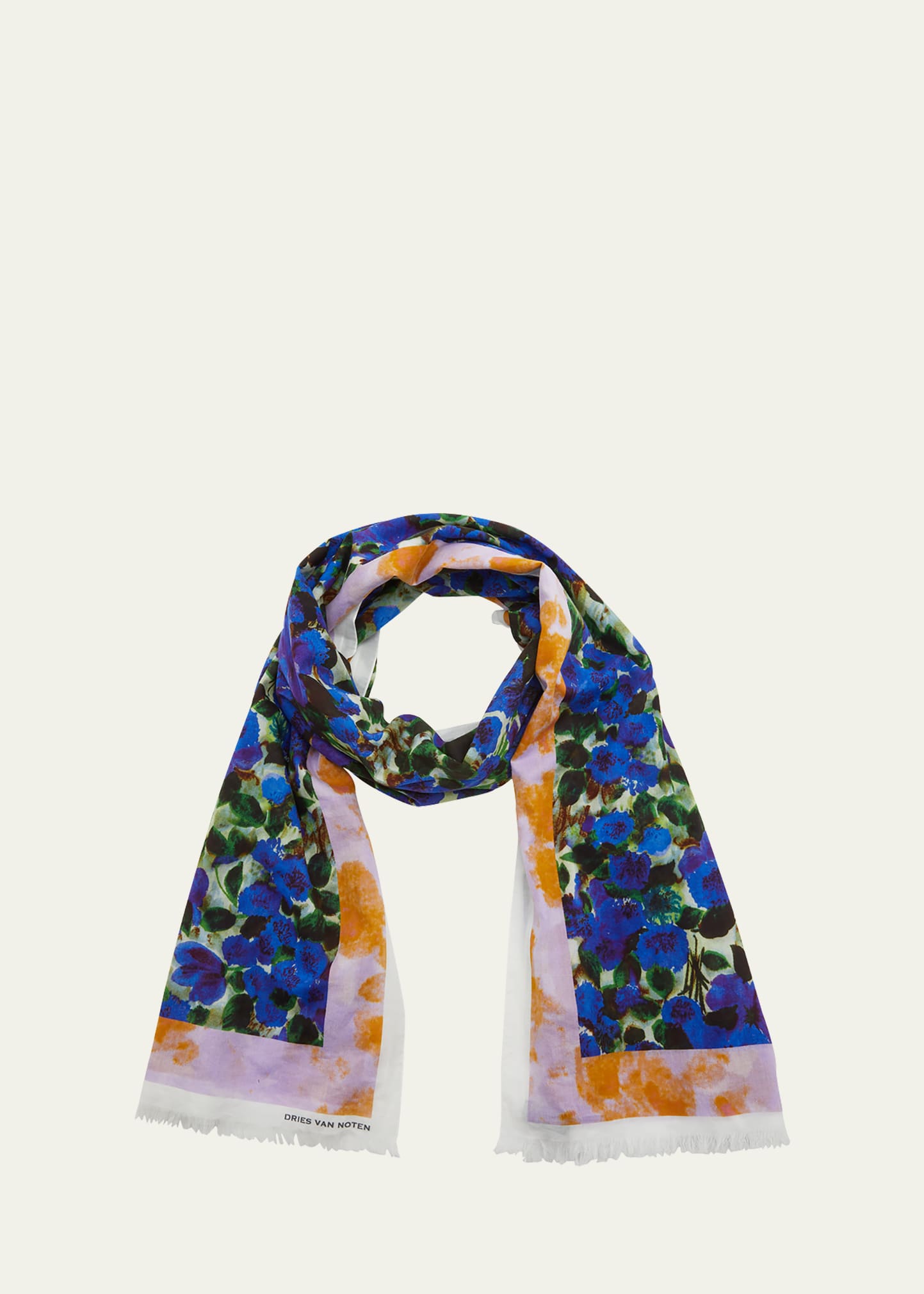 Dries Van Noten Fimosa Fringe Floral-Print Scarf - Bergdorf Goodman