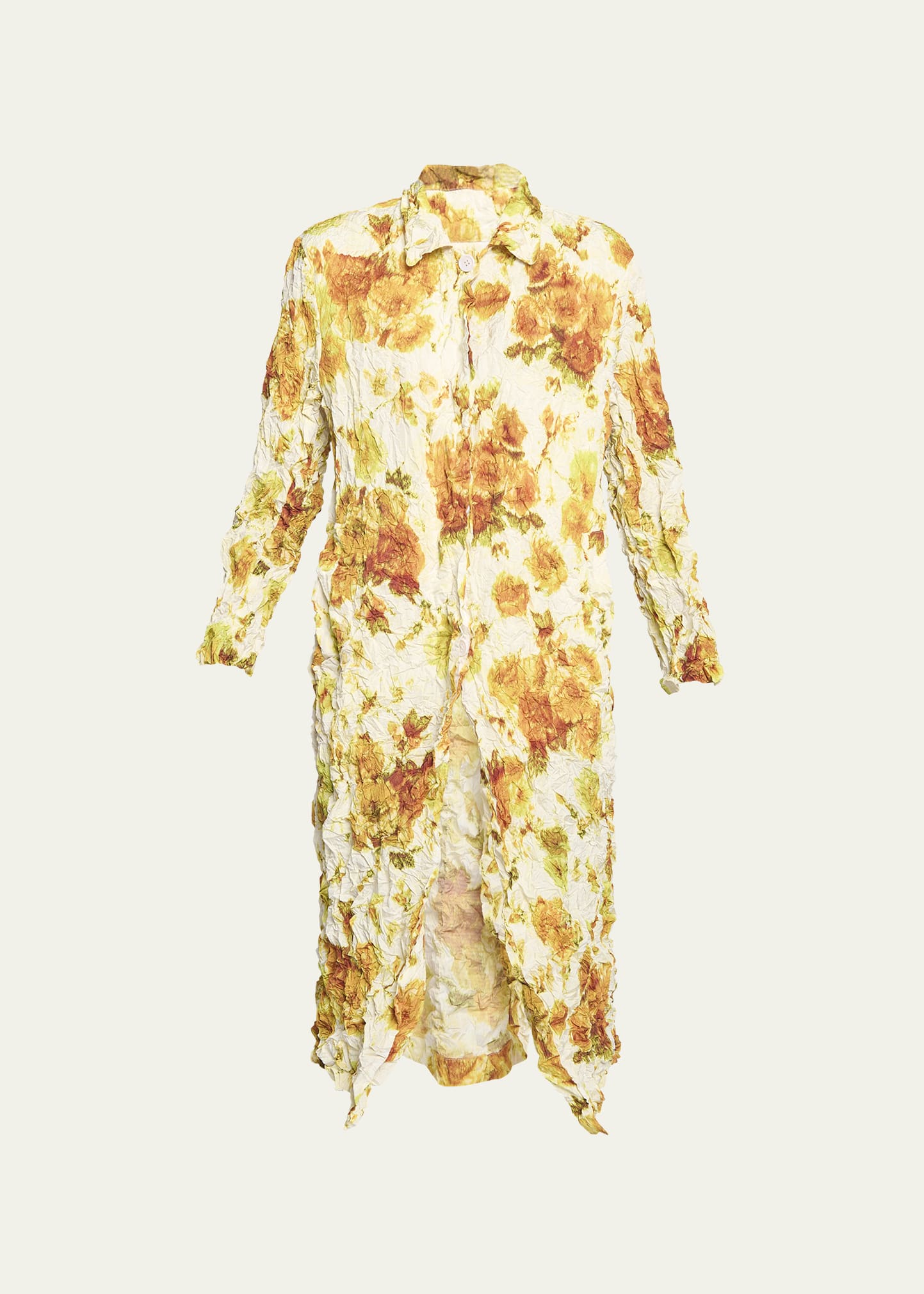 Dries Van Noten Raltonas Crush Crinkled Floral Coat - Bergdorf Goodman