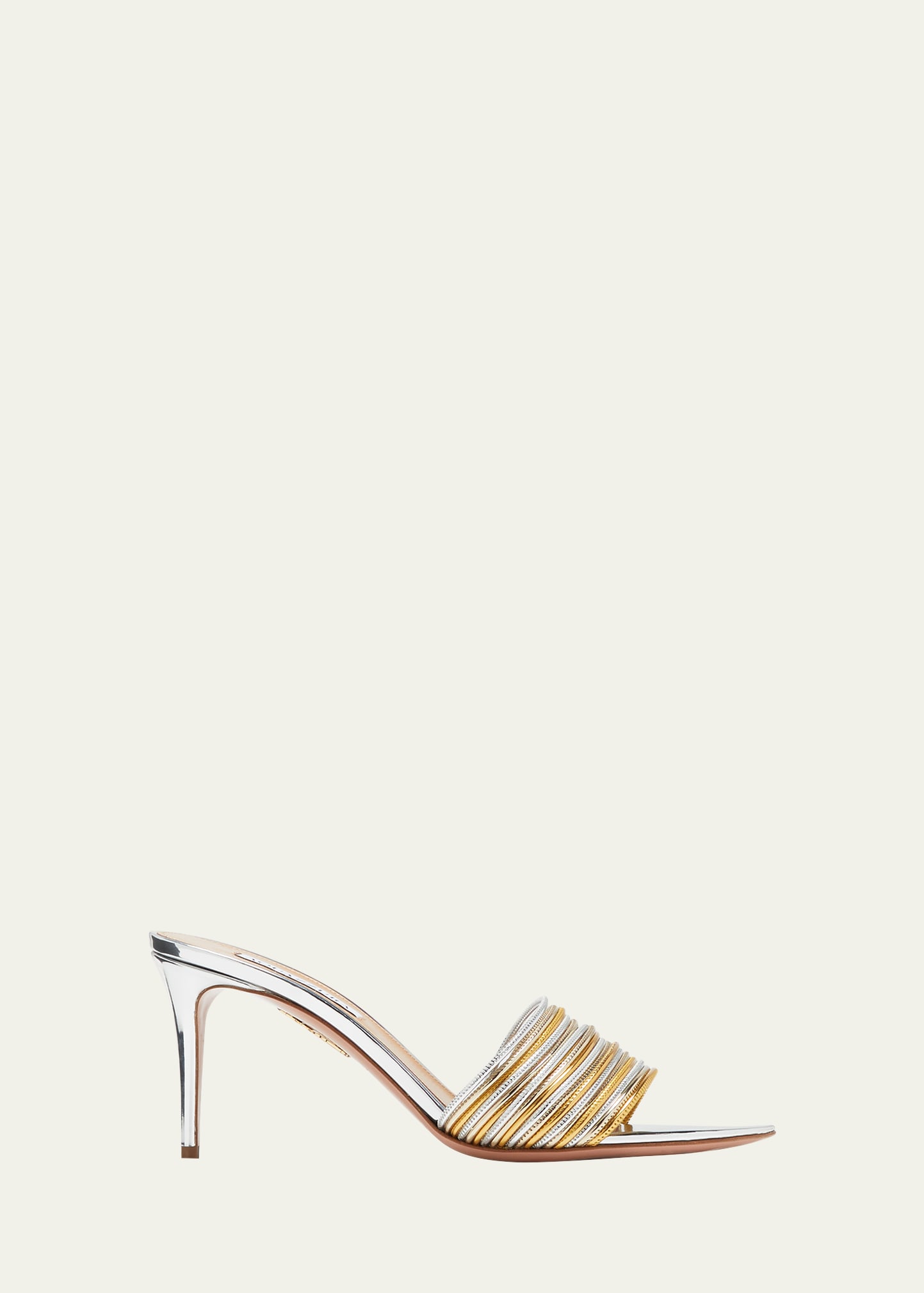 Aquazzura Rendez Vous Metallic Mule Slide Sandals - Bergdorf Goodman