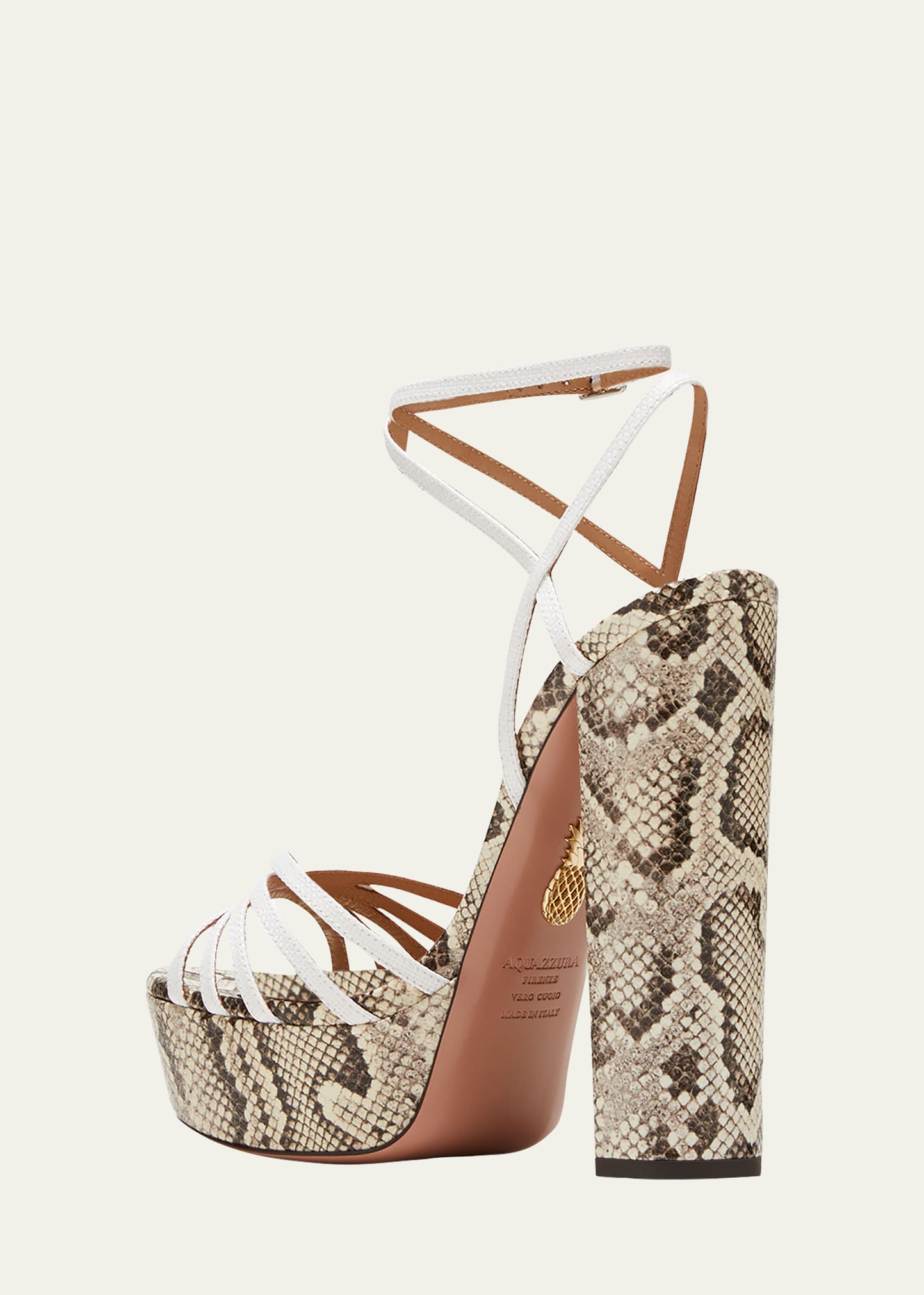Aquazzura Very Claire Snake-Embossed Platform Sandals - Bergdorf