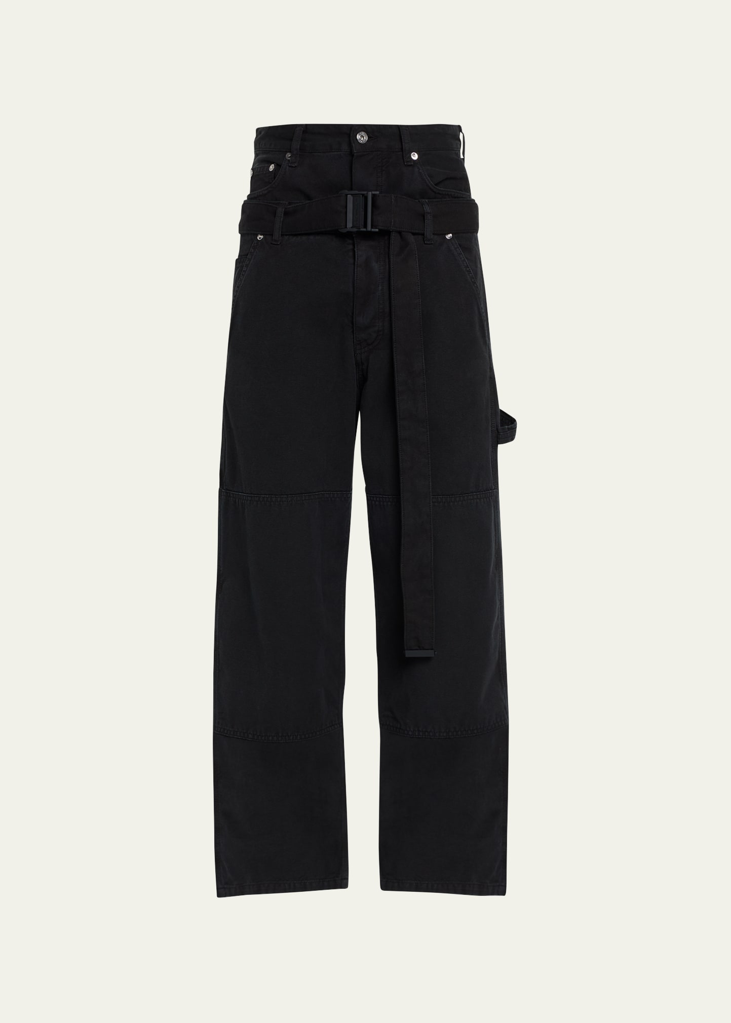 Mens Off-White black Cotton Double-Waistband Trousers