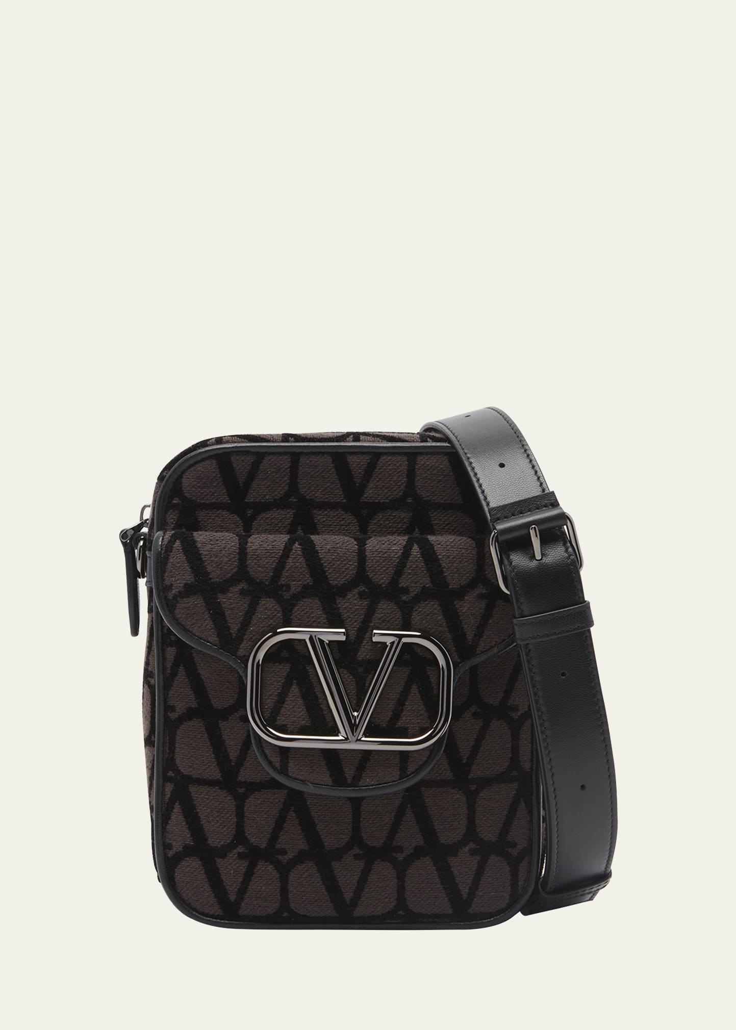 Valentino Garavani Men's Mini Locò Toile Iconographe Shoulder Bag - Natural - Messenger