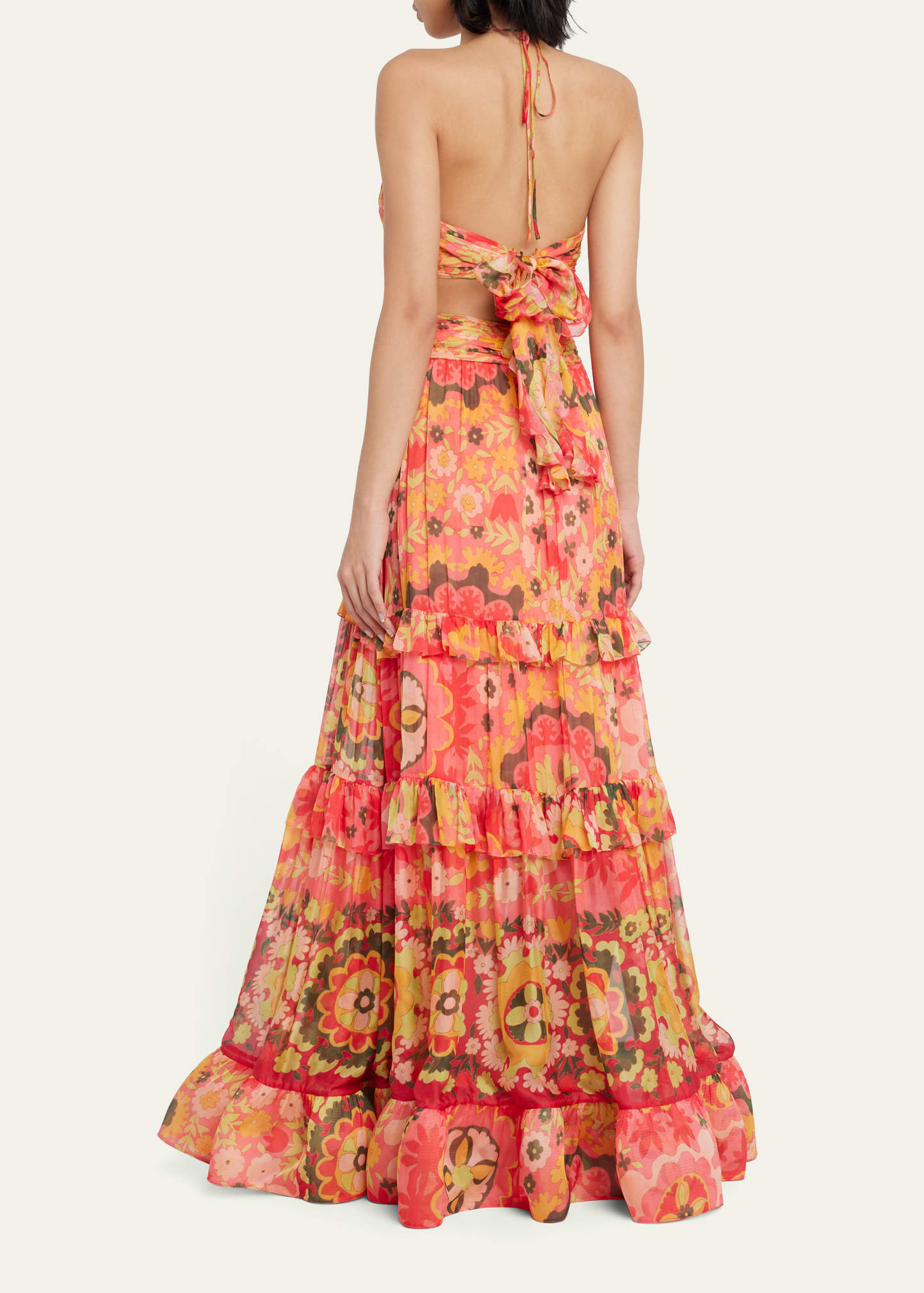 Alexis Freya Floral Silk Tie-Back Cutout Halter Maxi Dress - Bergdorf  Goodman