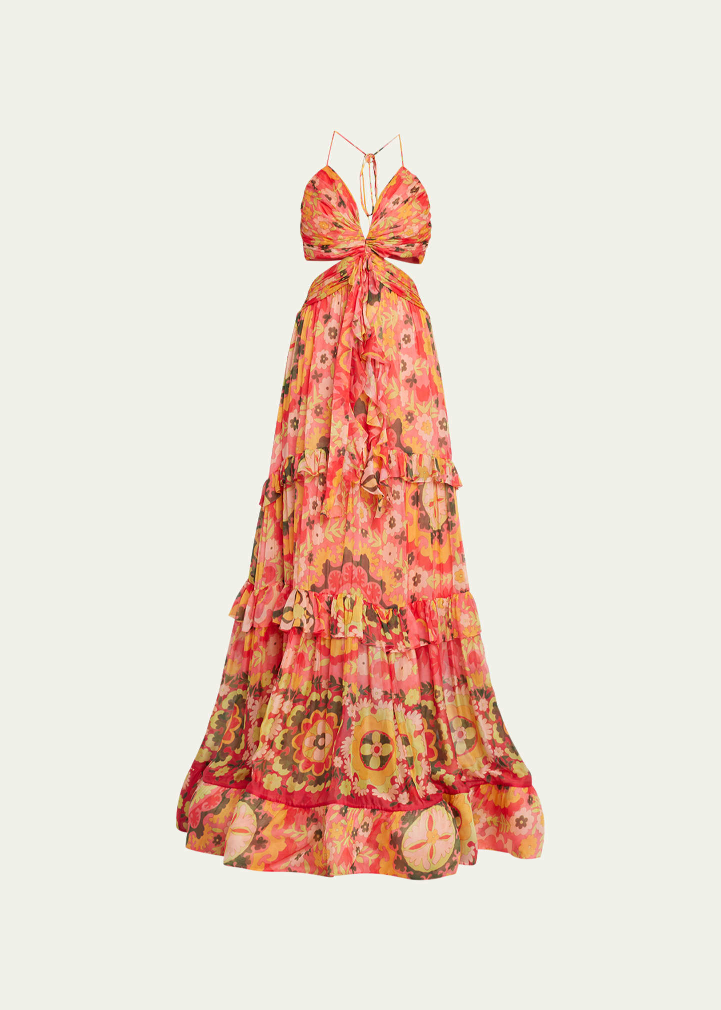 Alexis Freya Floral Silk Tie-Back Cutout Halter Maxi Dress - Bergdorf  Goodman
