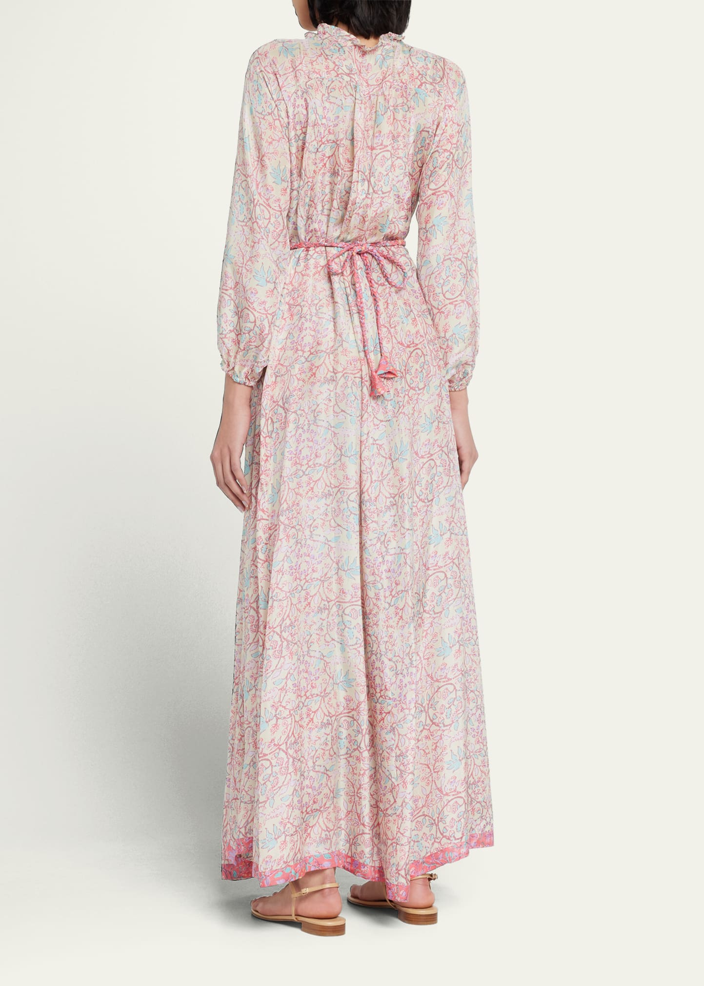 Hannah Artwear Julianna Lace-Up Floral Silk Maxi Dress - Bergdorf Goodman