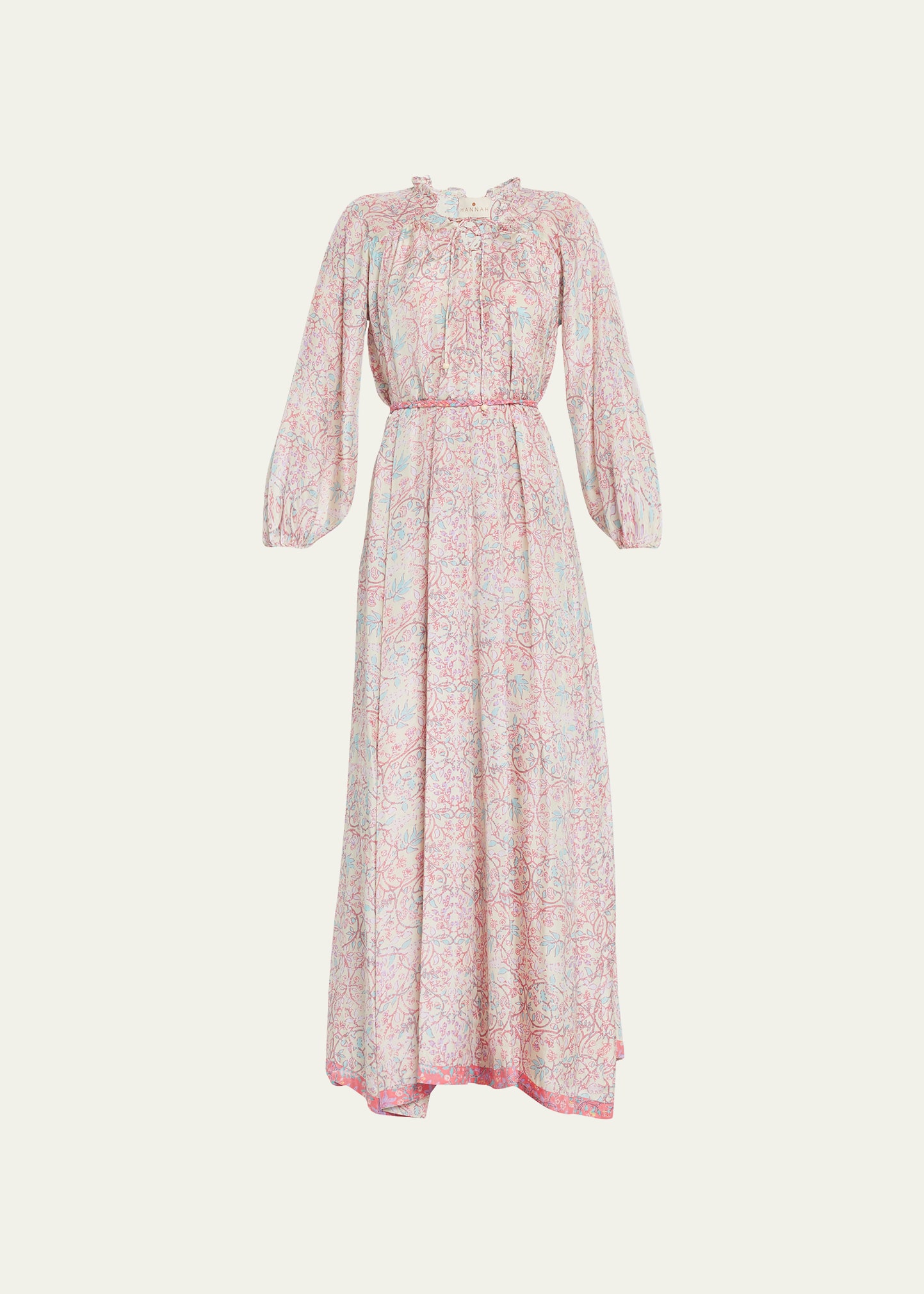 Hannah Artwear Julianna Lace-Up Floral Silk Maxi Dress - Bergdorf Goodman