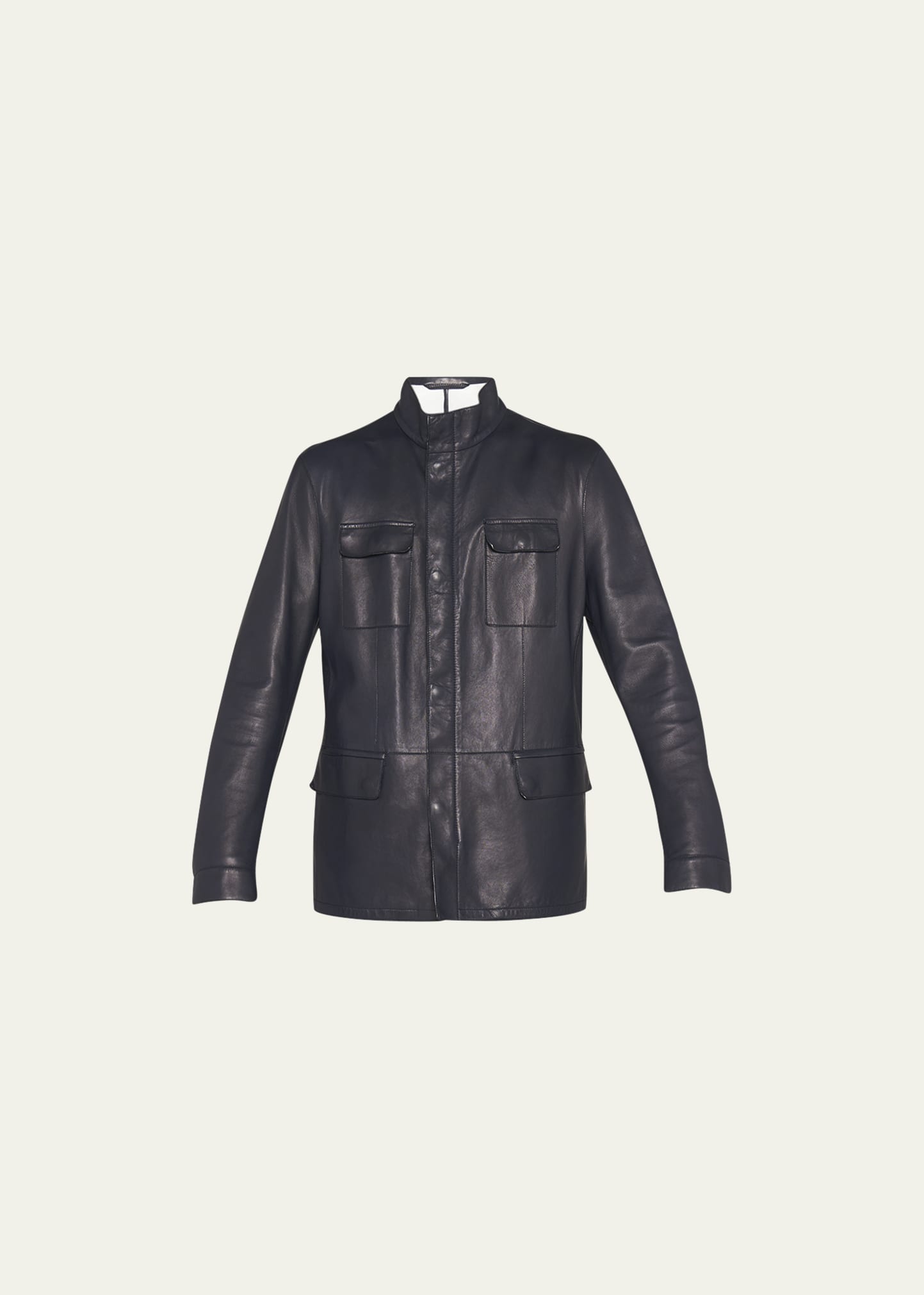 Giorgio Armani Men s Leather Field Jacket Bergdorf Goodman