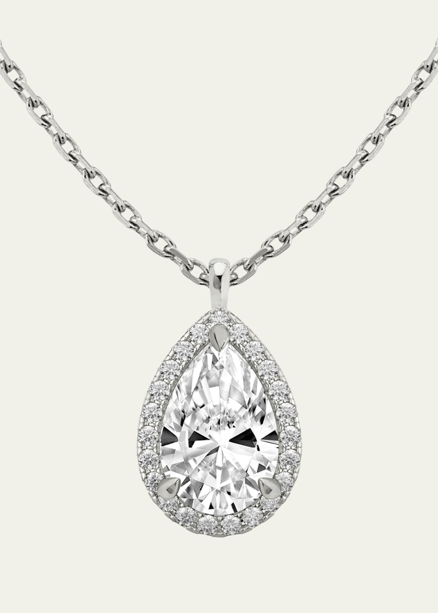 VRAI Pear Halo Lab Created/VRAI Created Diamond Pendant