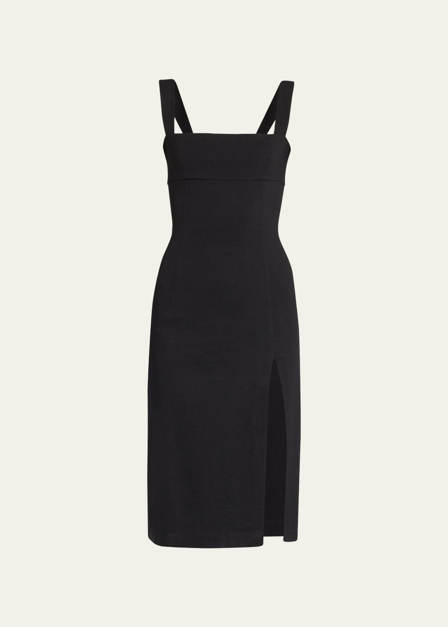 PINKO Stretch Linen Calf-Length Slit Dress