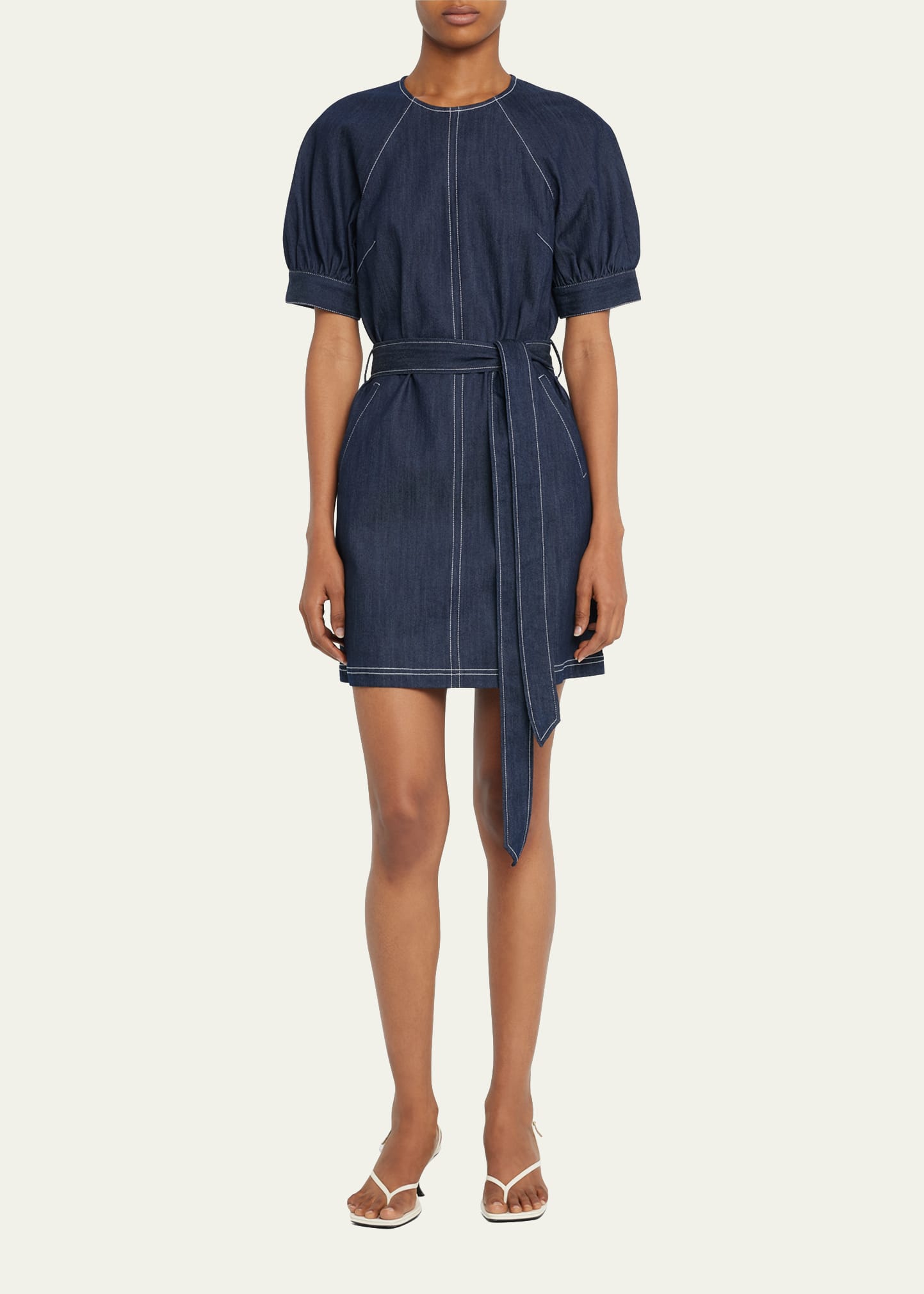white christmas dresses HATCH: The Kiley Denim MIni Dress (Vintage Dream Blue) – Bump City main image 1