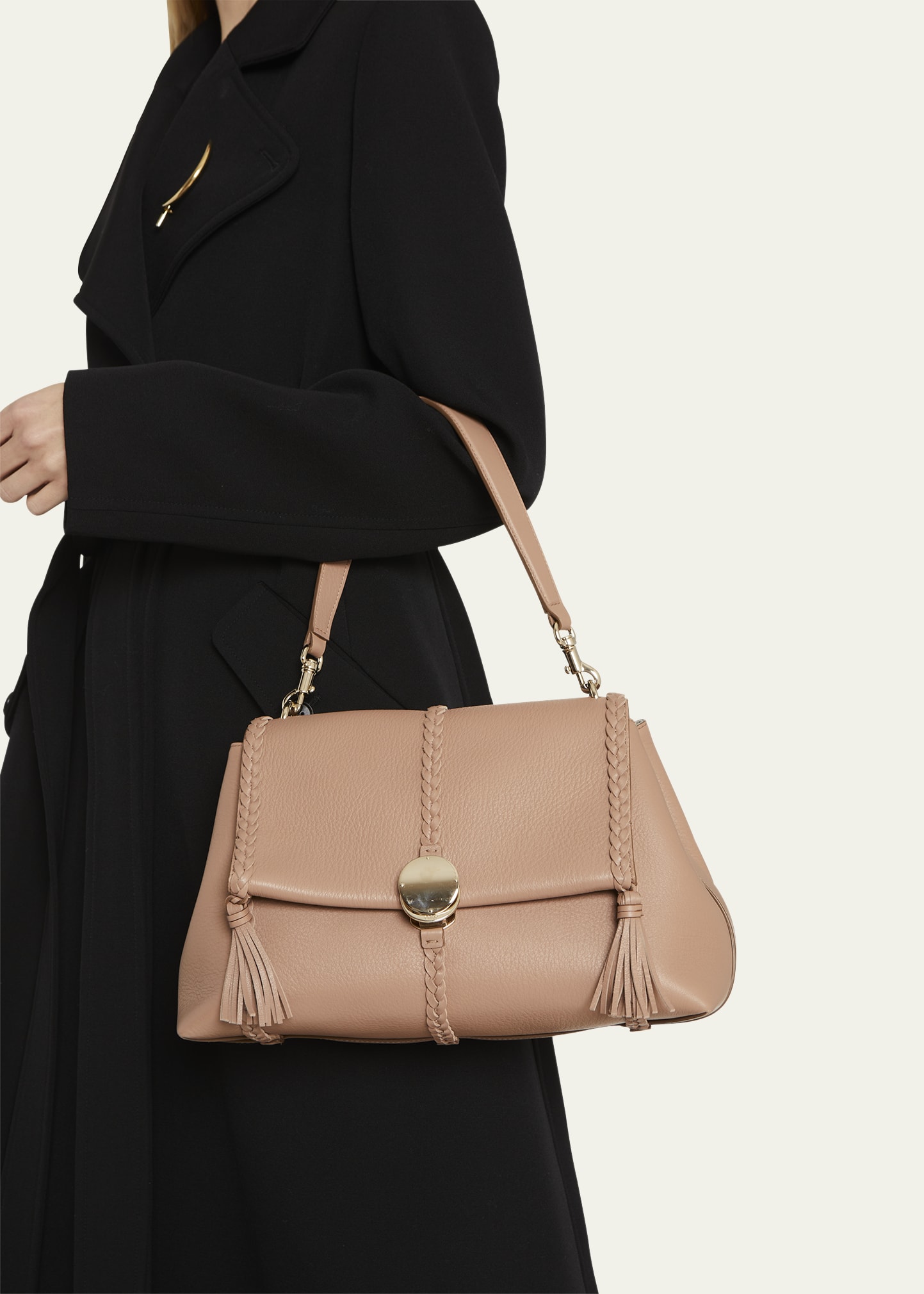 【未使用に近い】CHLOE Penelope 〈参考価格243,717円〉 Chloe Penelope Large Top-Handle Bag in Smooth Grained Leather