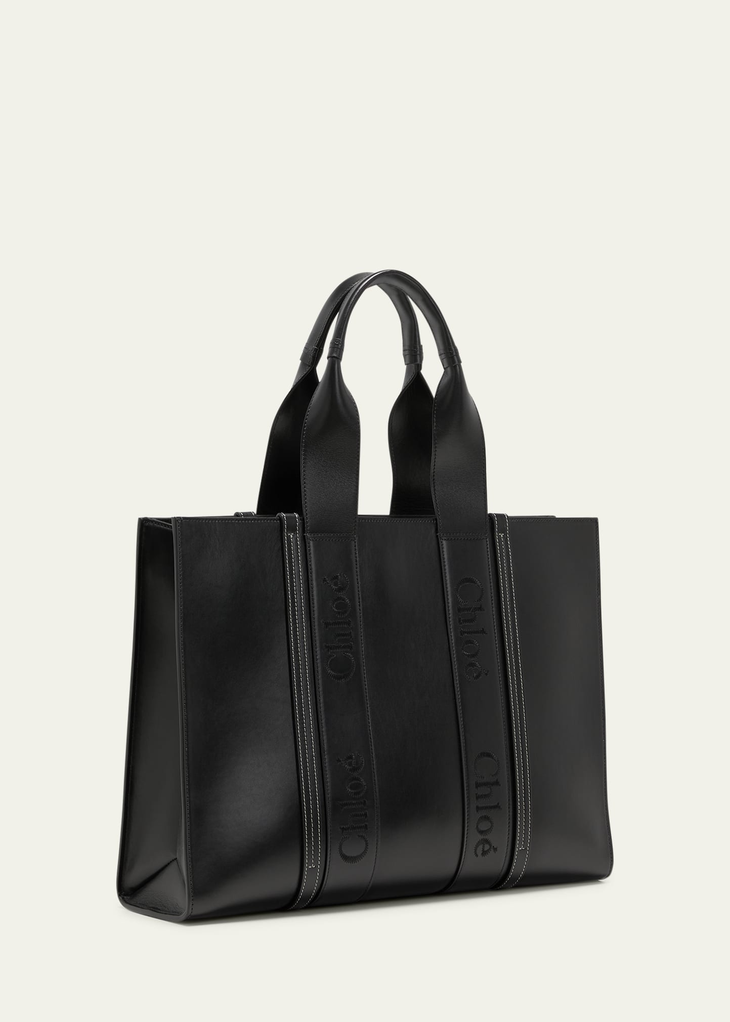 【CHLOE】WOODY LEATHER TOTE BAG MEDIUM CHLOÉ Woody medium embroidered leather tote | NET-A-PORTER
