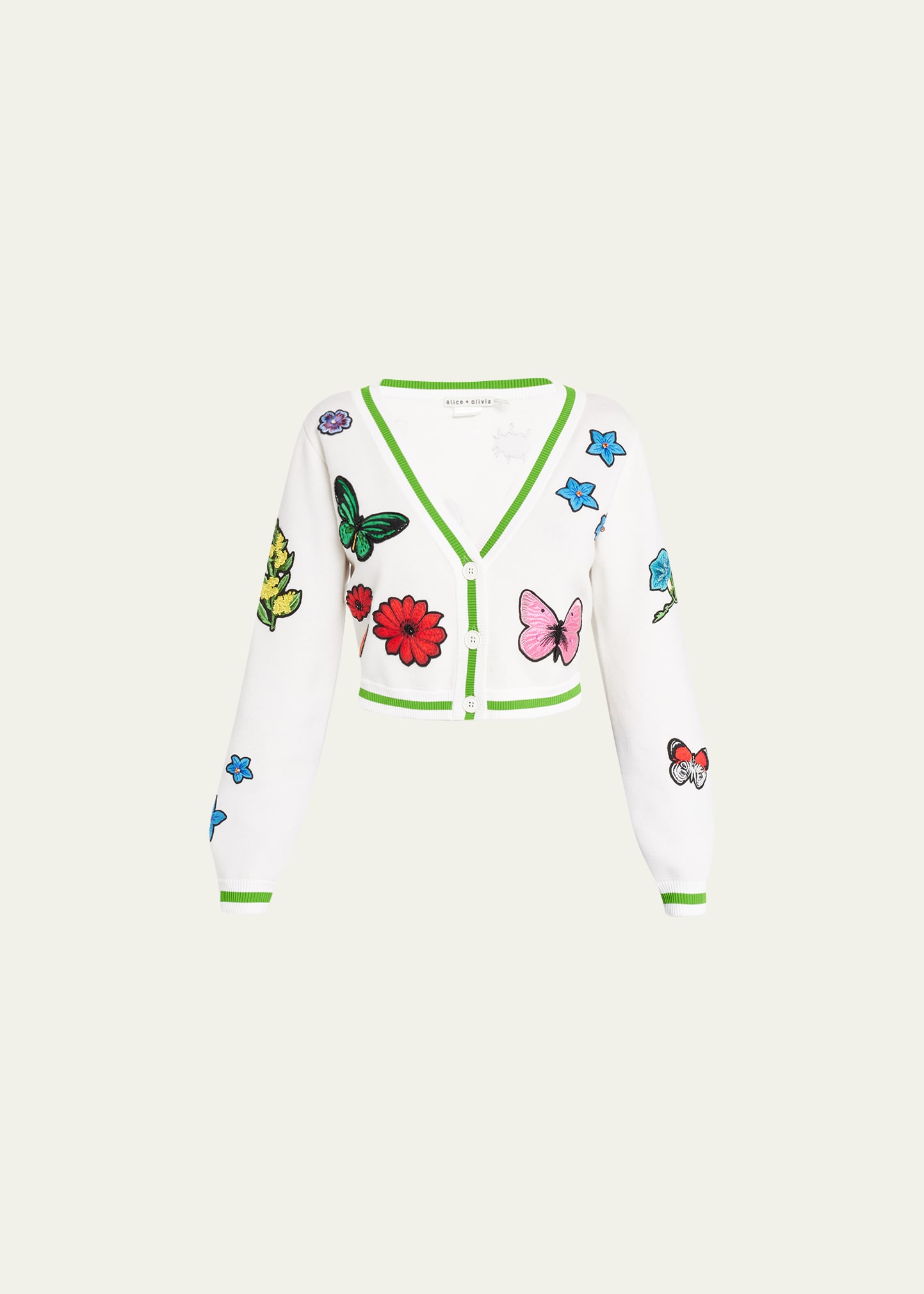 Alice + Olivia Arlen Cropped V-Neck Cardigan - Bergdorf Goodman