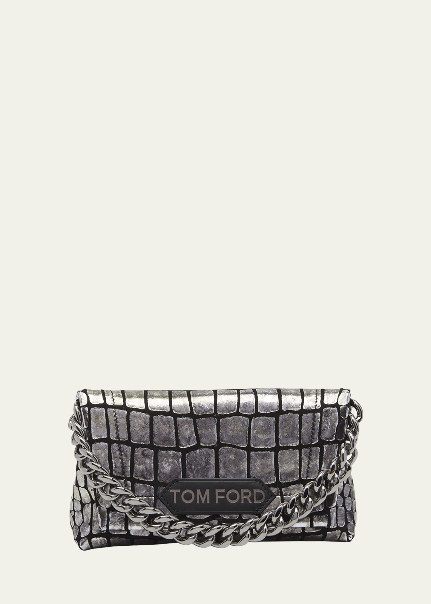 TOM FORD Mini Label Metallic Croc-Embossed Shoulder Bag - Bergdorf Goodman