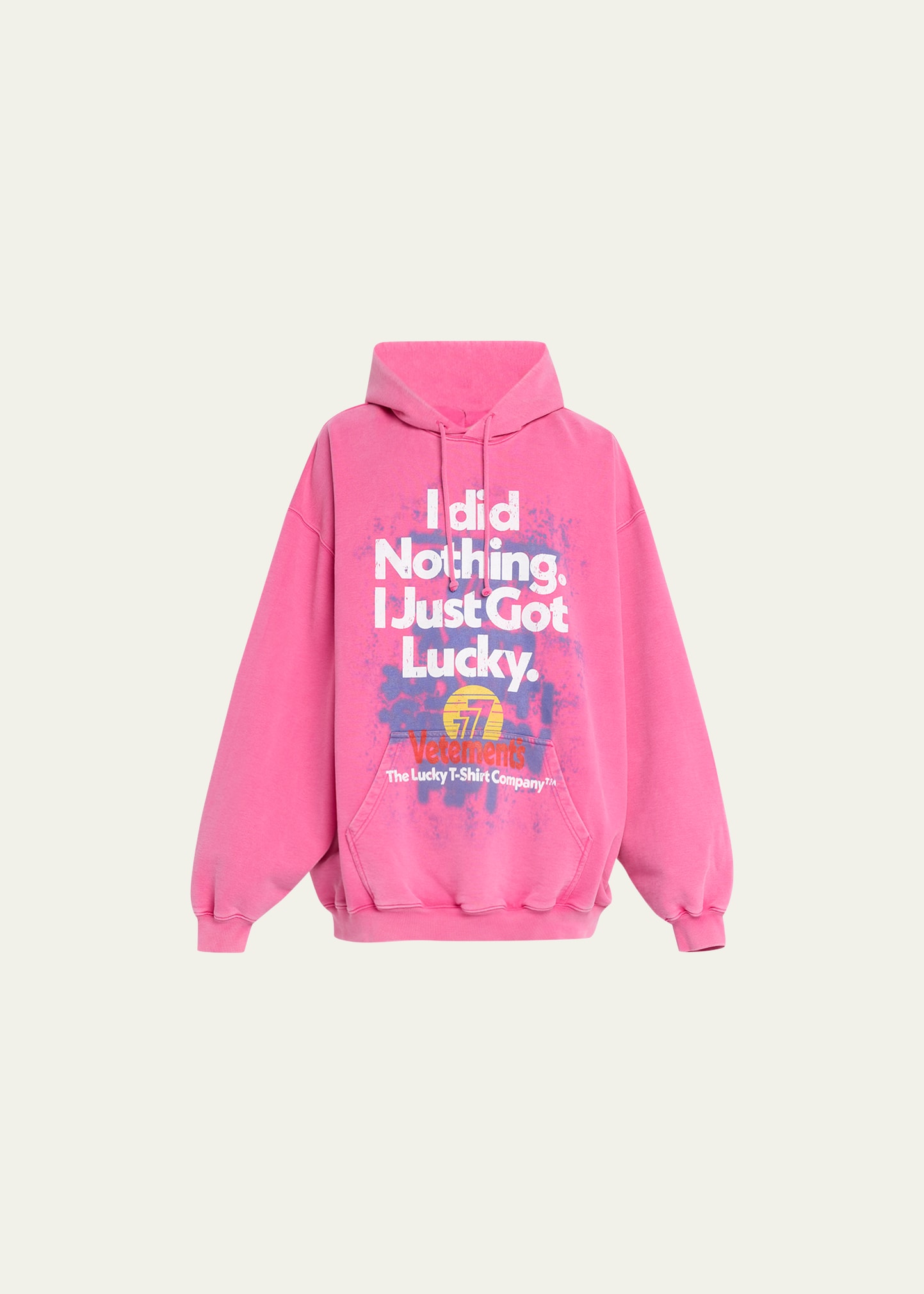 Vetements Men's I Got Lucky Washed Terry Hoodie - Bergdorf Goodman
