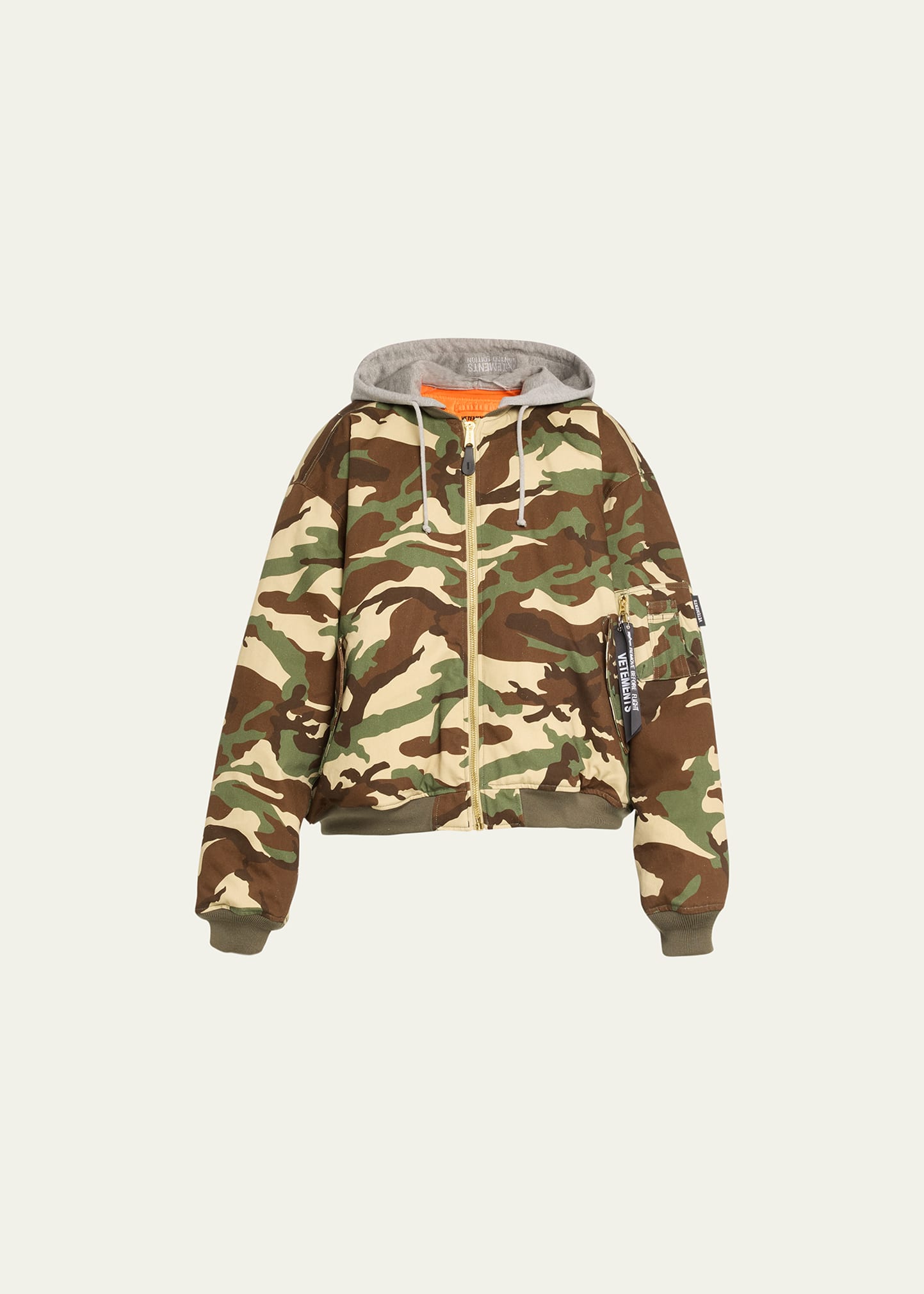 Vetements Men's Reversible Hooded Camo Bomber Jacket