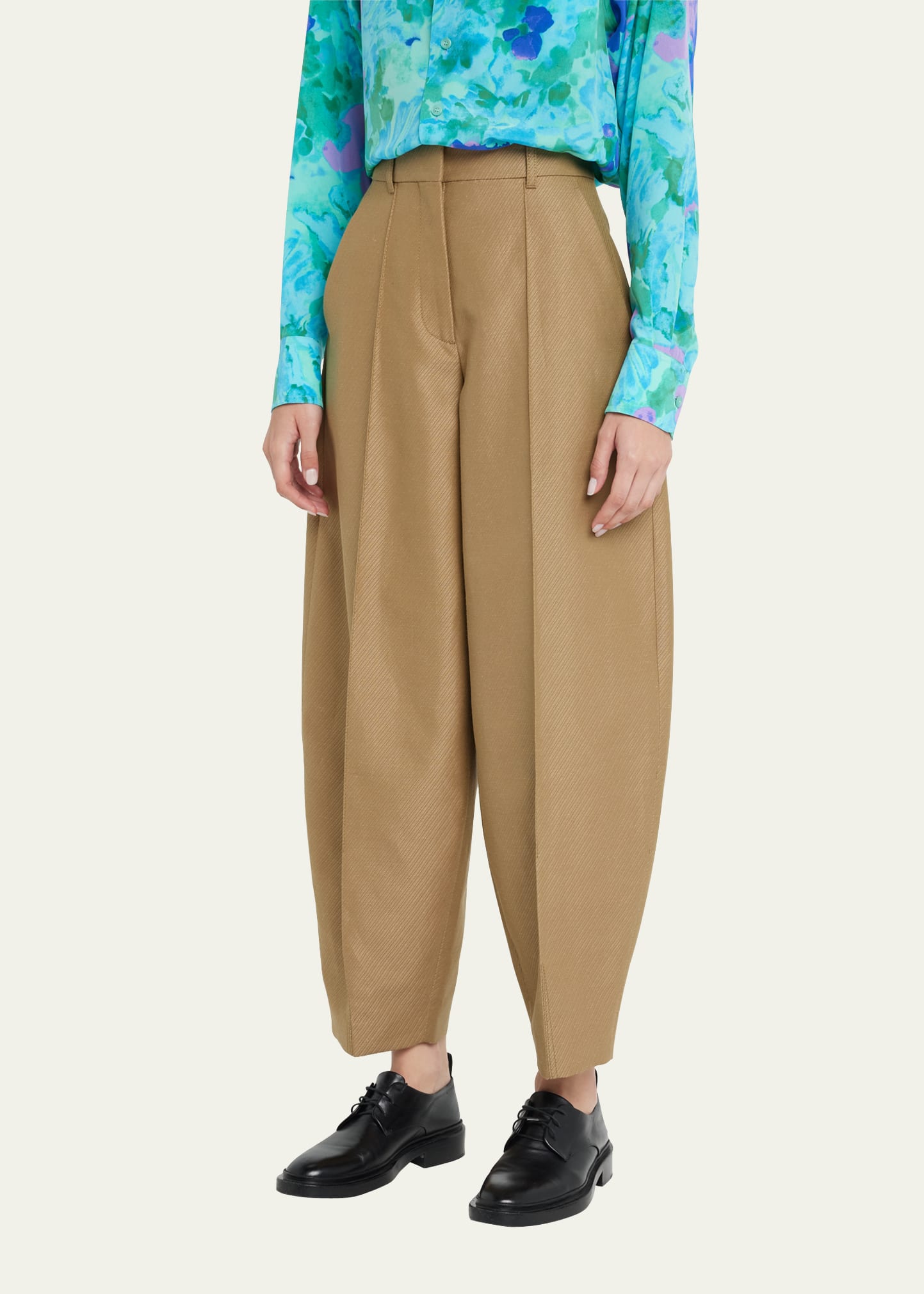 Stella McCartney Pleated Barrel-Leg Pants - Bergdorf Goodman