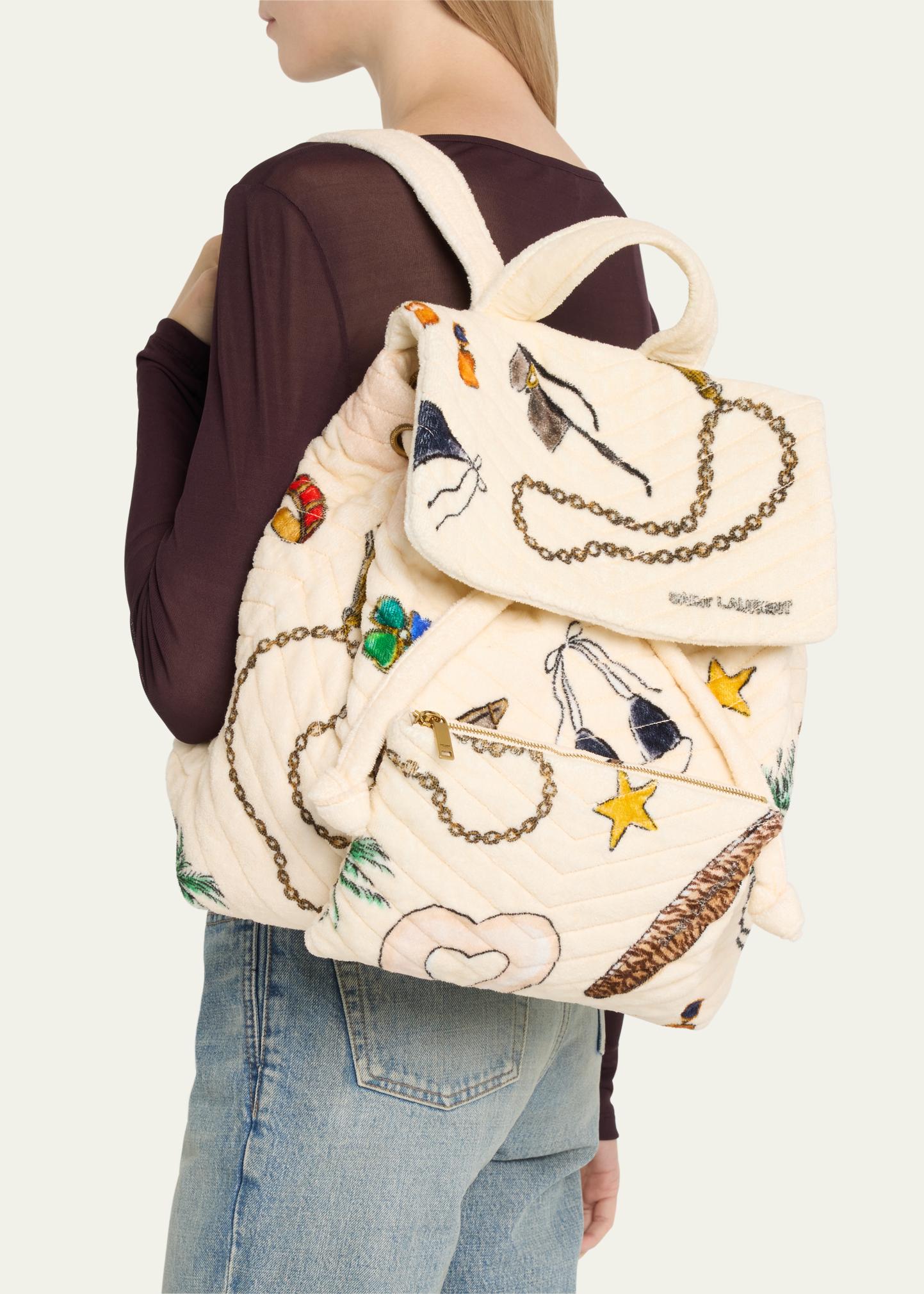 RARE YSL Saint Laurent Summer Print Quilted Terry Cloth Backpack Saint Laurent Summer-Print Quilted Terry Cloth Backpack  main image 2