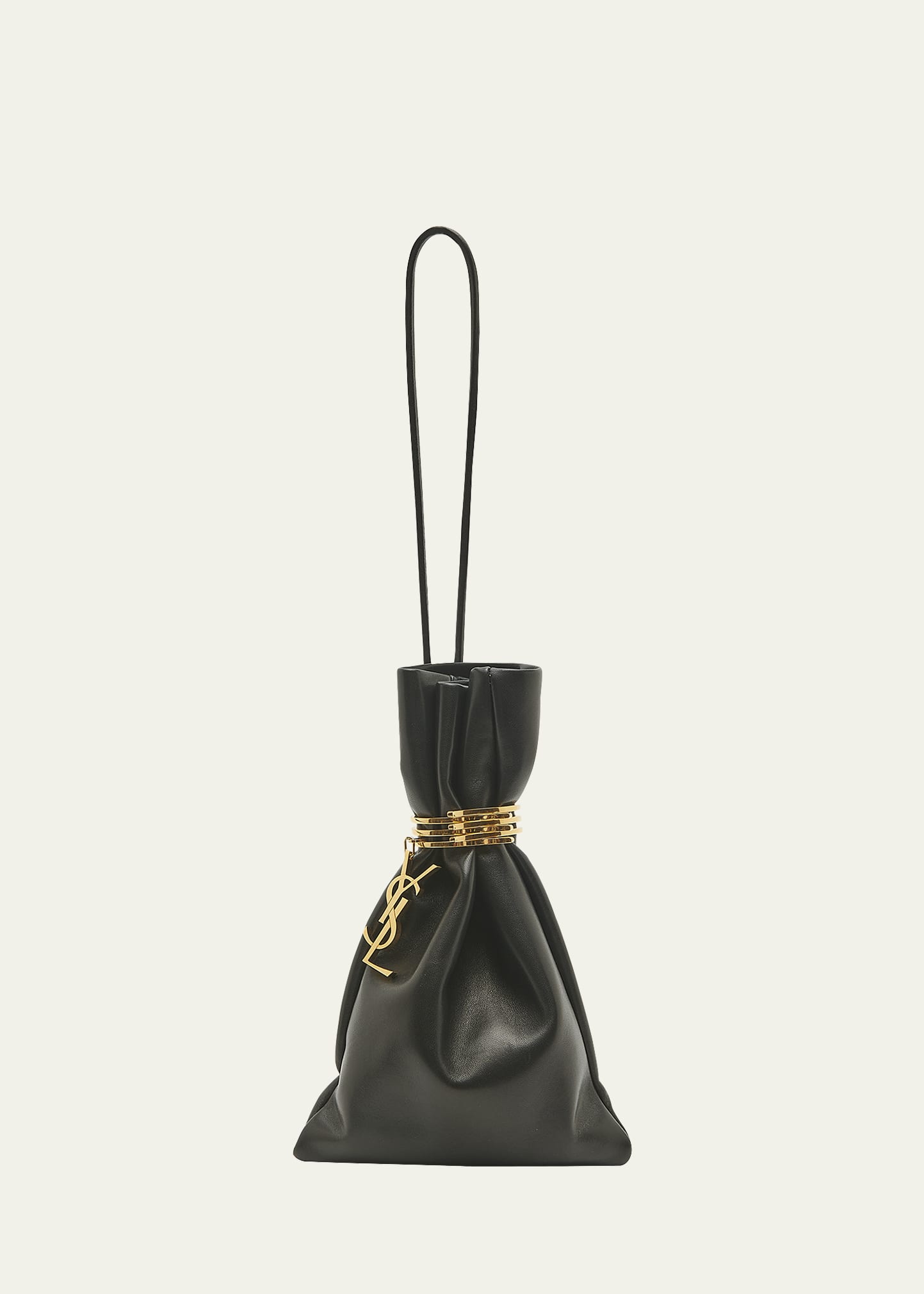 Saint Laurent Black Quilted Satin Monogram Shoulder Bag