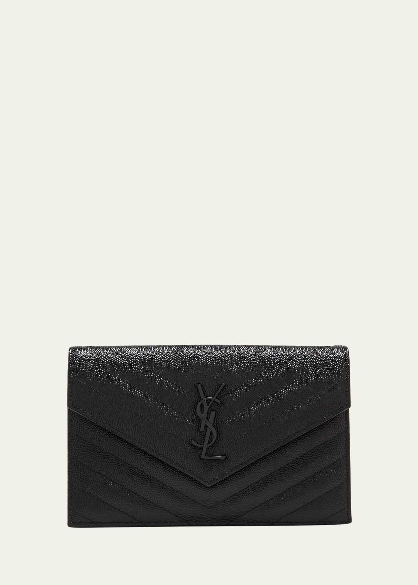 Saint Laurent YSL Small Envelope Leather Wallet on Chain