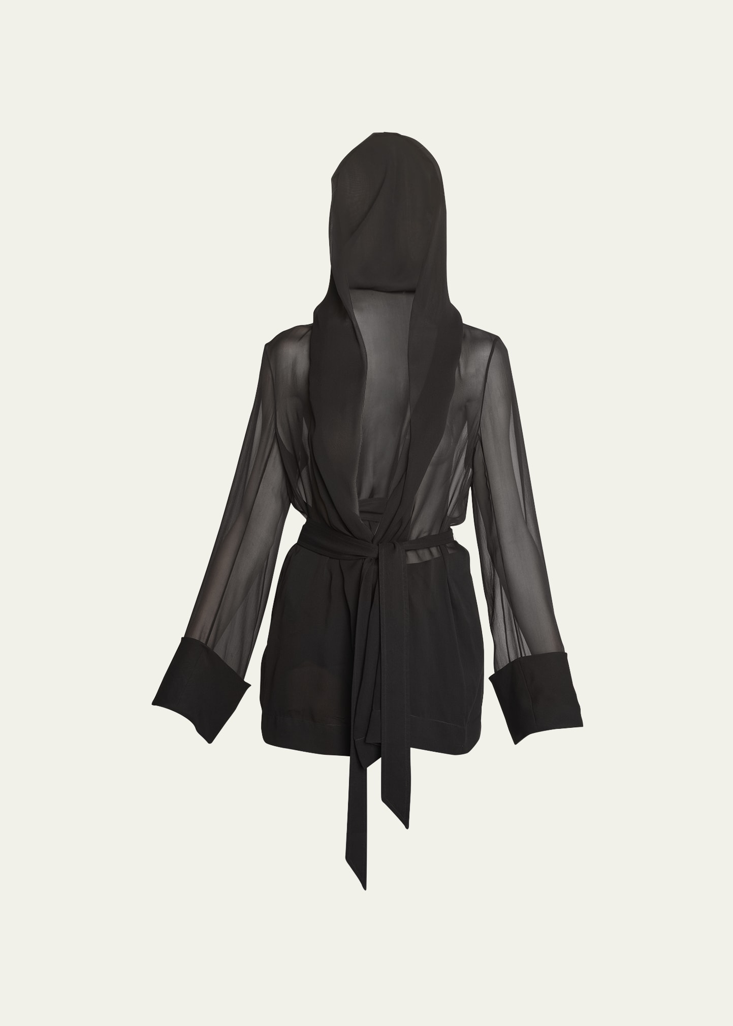 Saint Laurent Sheer Hooded Belted Jacket
