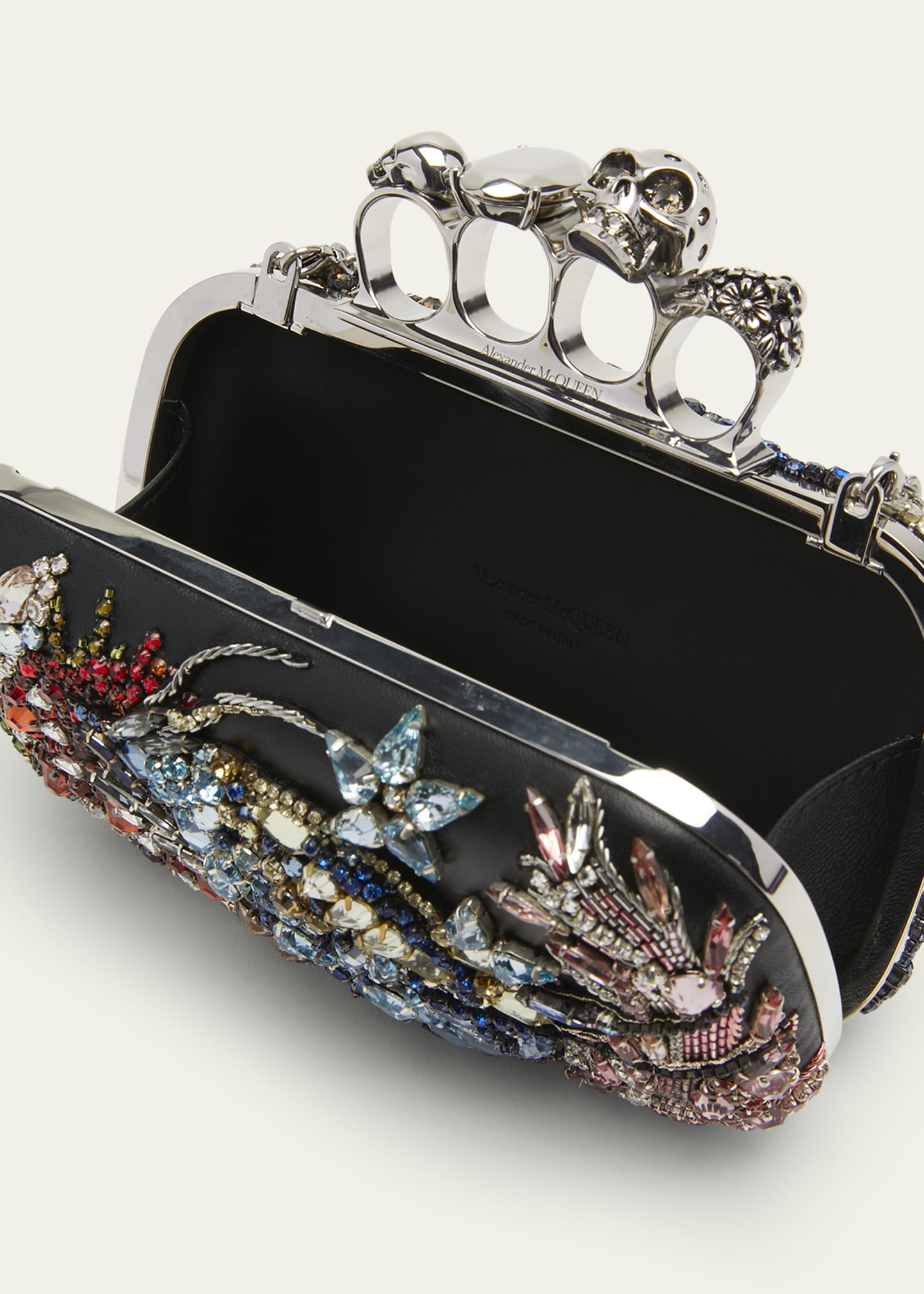 McQueen Skull Jewel Crystal Clutch Bag with Strap - Bergdorf