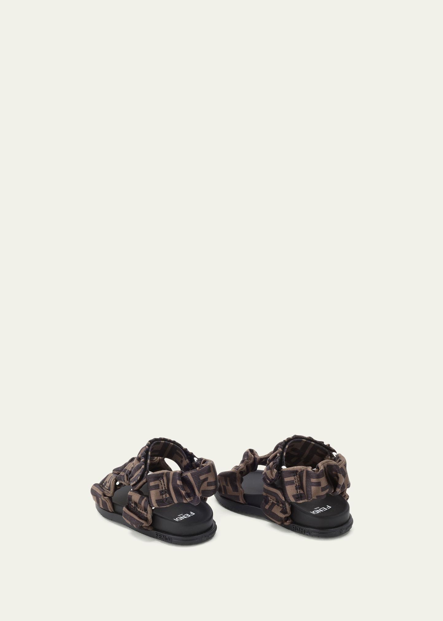 Fendi Girl's Ruched Logo Hiking Sporty Sandals, Kids - Bergdorf