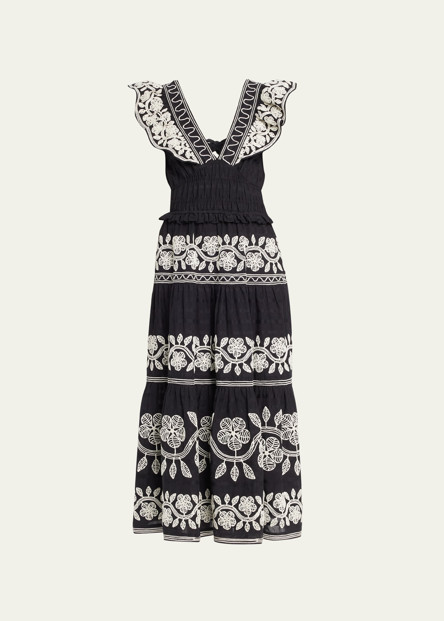 black and white embroidered maxi dress Black linen boho maxi dress Embroidered fashion kaftan L / Blue-White / Floor
