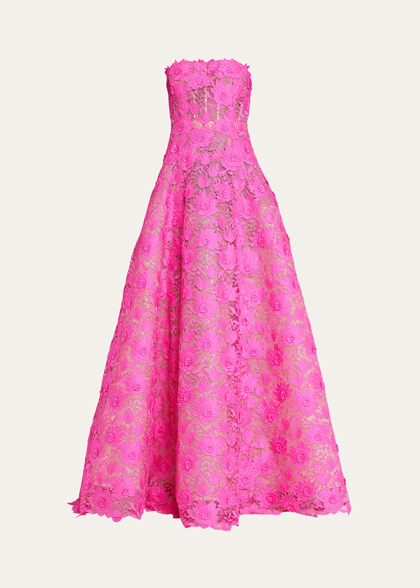 Oscar de la Renta Water Lily Guipure Strapless Gown - Bergdorf Goodman