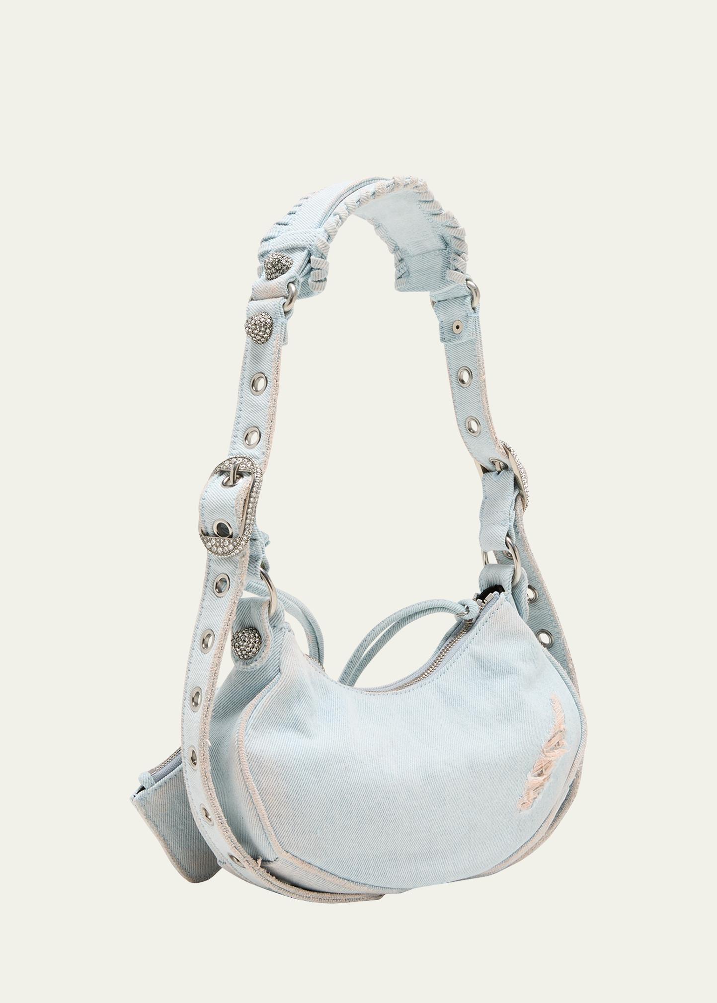 Balenciaga Le Cagole XS Washed Denim Shoulder Bag - Bergdorf Goodman