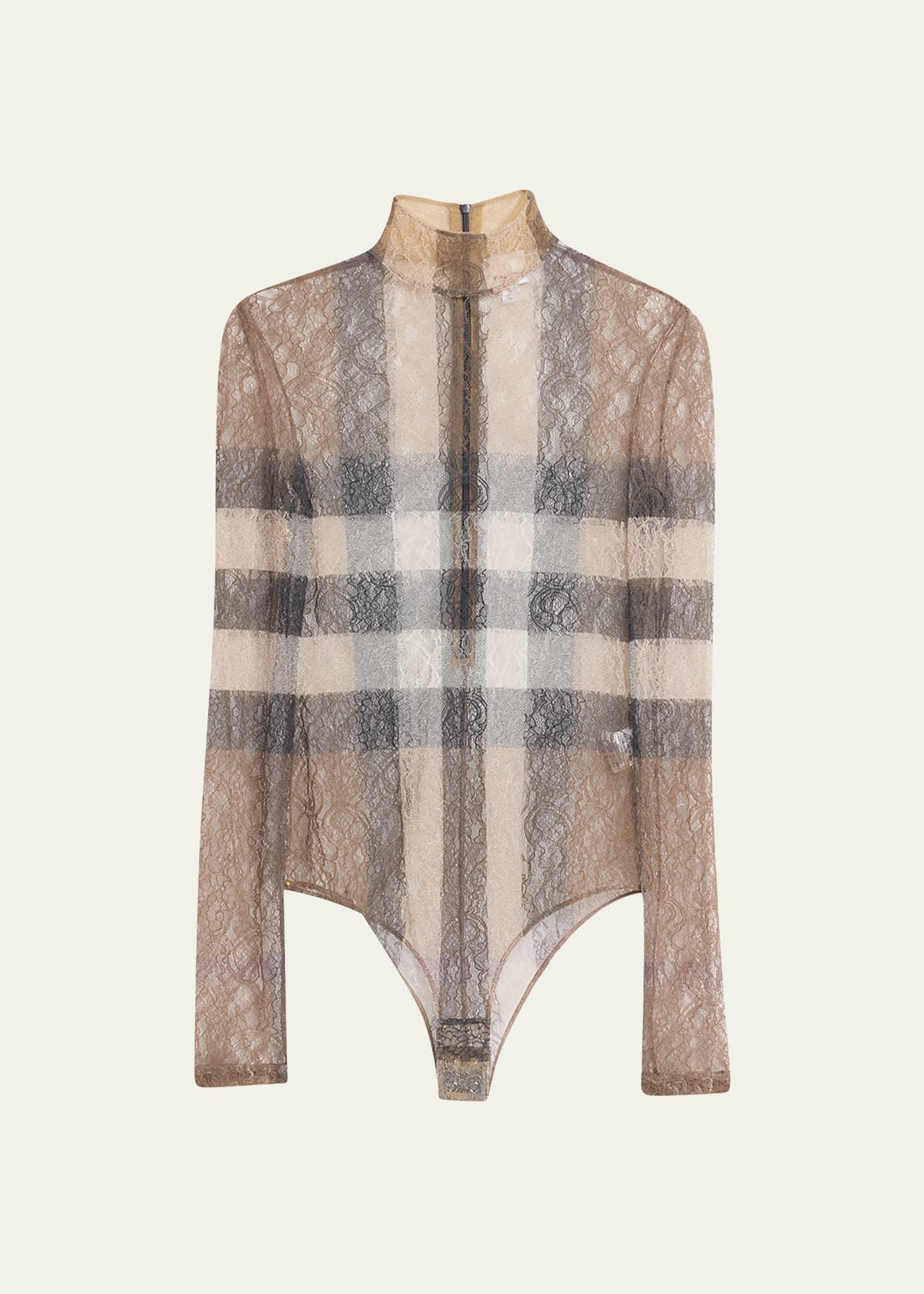 Burberry Check Lace Turtleneck Bodysuit