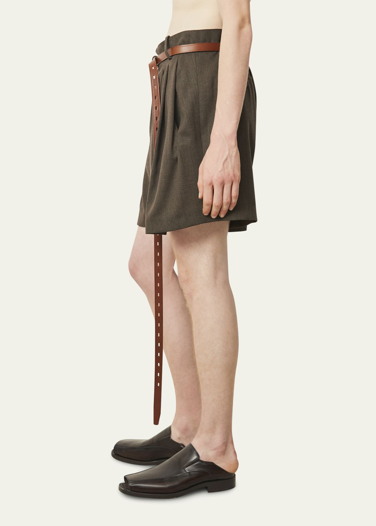 パンツ Hed Mayner PLEATED SHORT TROUSERS Hed Mayner Beige Pleated Shorts Hed Mayner