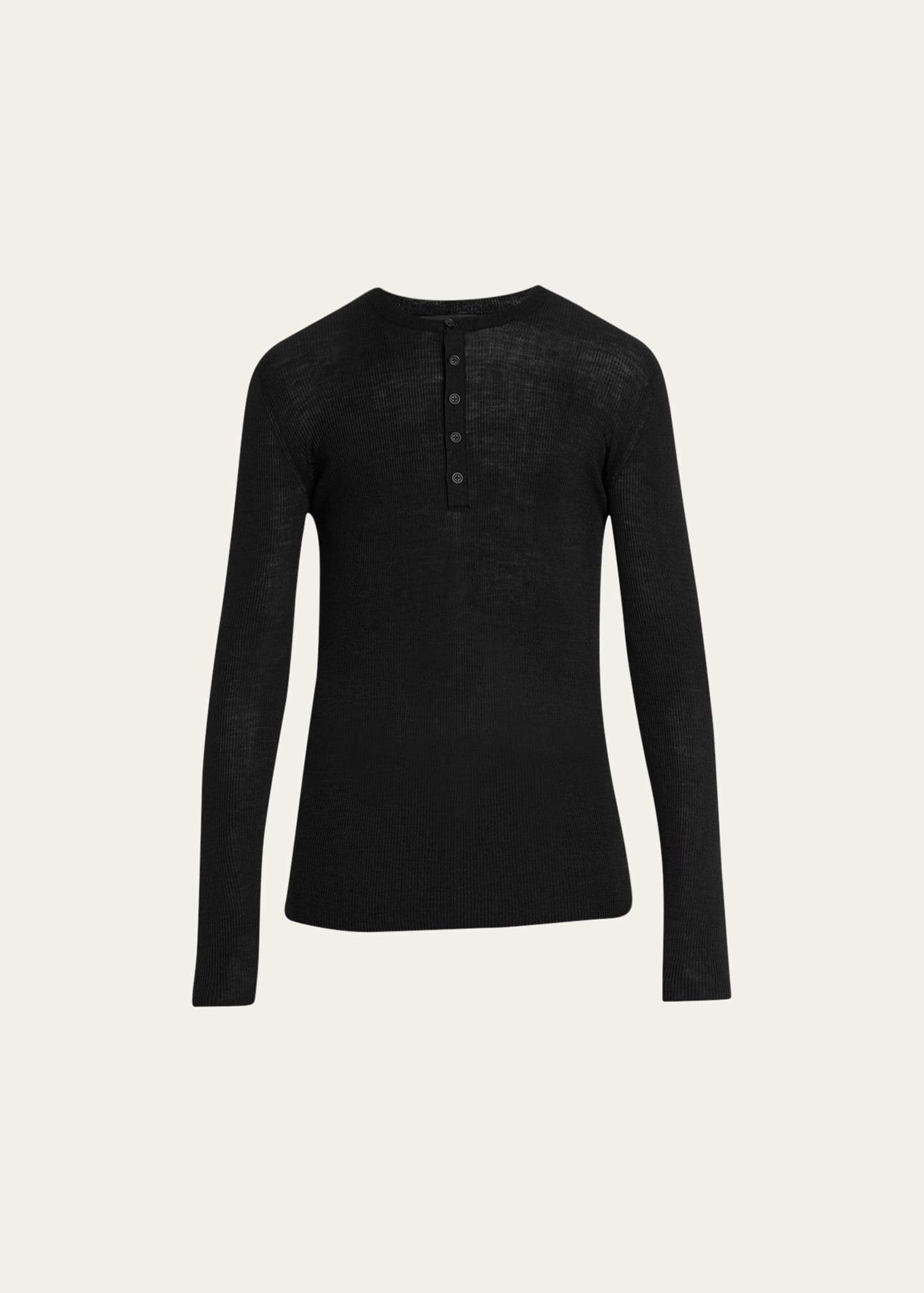 Nili Lotan Men's Silk Knit Ribbed Henley Shirt - Bergdorf Goodman