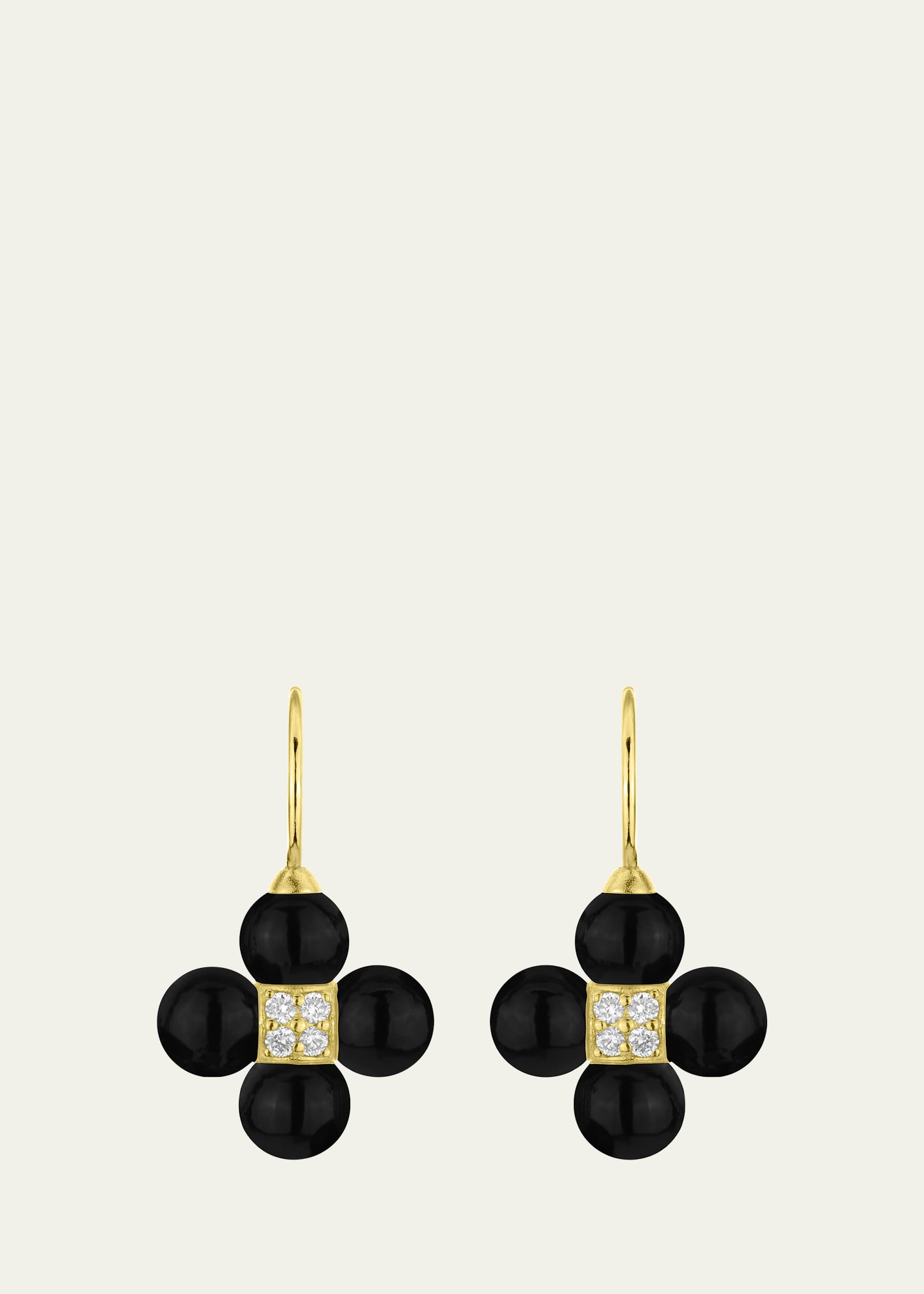 Paul Morelli 18K Yellow Gold Diamond and Black Onyx Sequence Drop Earrings 