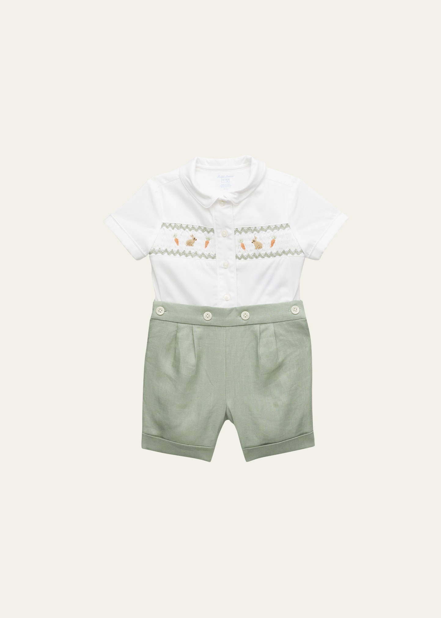 Ralph Lauren Childrenswear Boy's Hand Smocked Shirt And Pants Set, Size 9M-24M  - Bergdorf Goodman