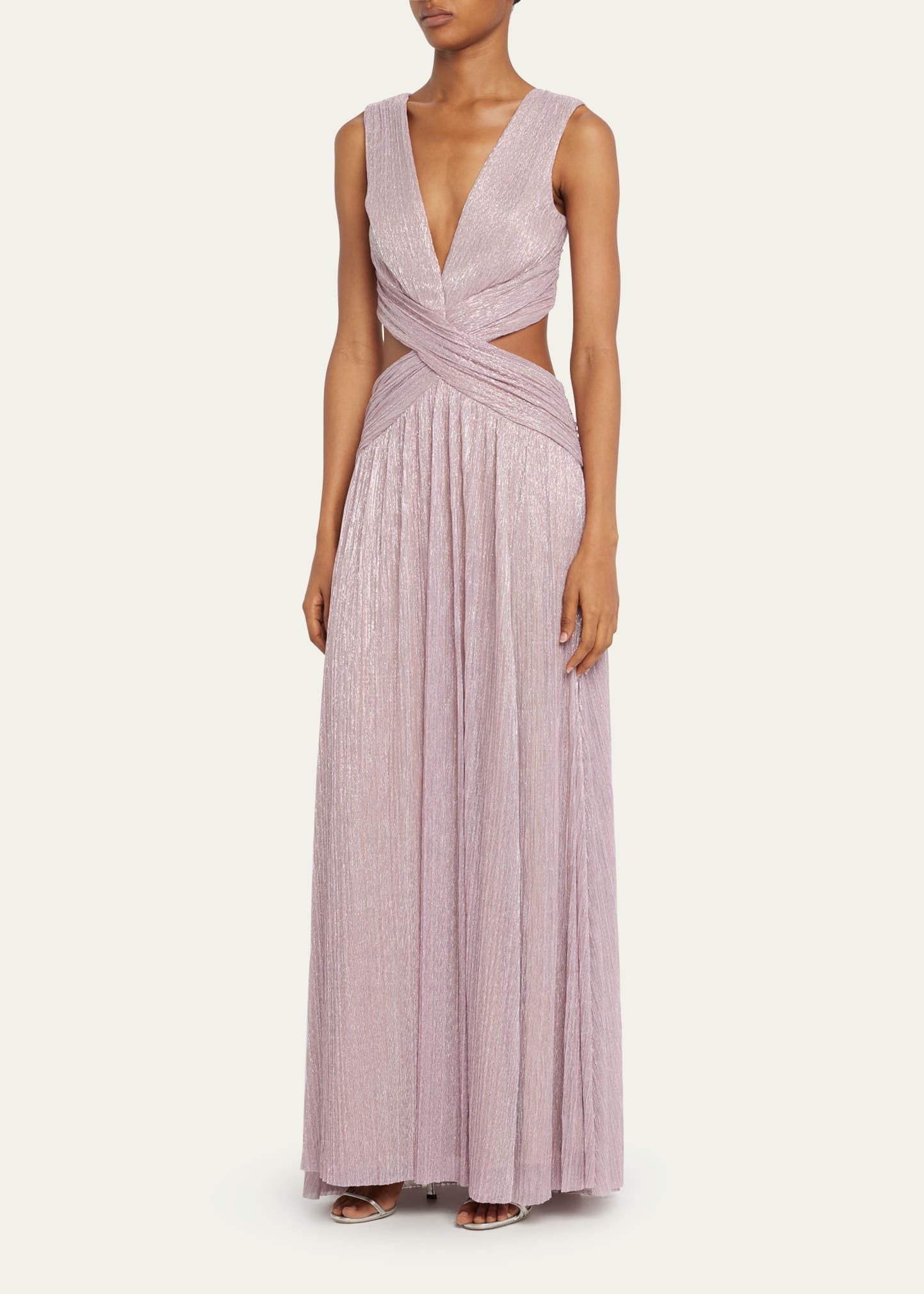 PatBO Lurex Plunge Sleeveless Cutout Maxi Dress - Bergdorf Goodman
