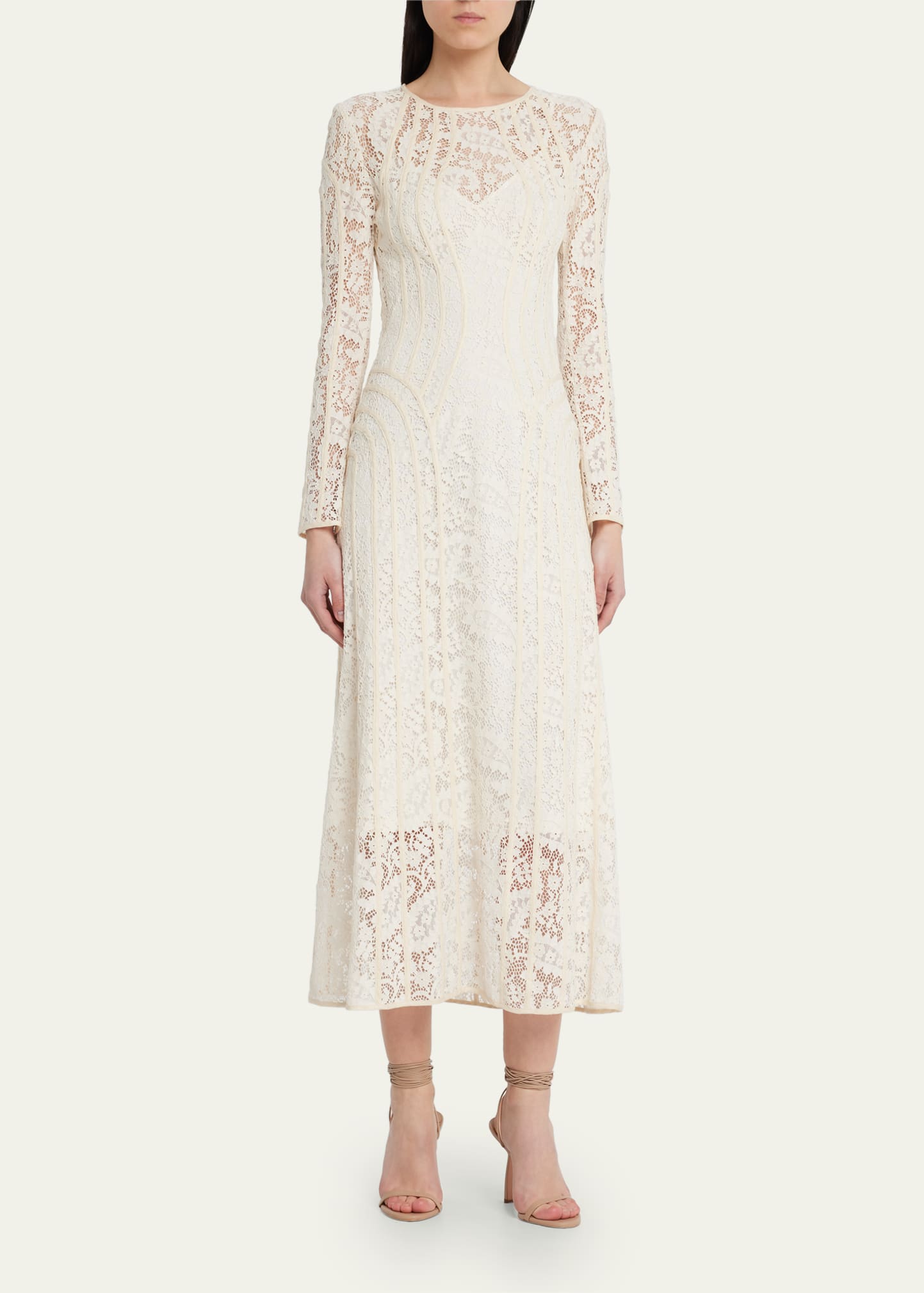 chinese dress ladies ZImmermann Pop Lace Trimmed Midi Dress