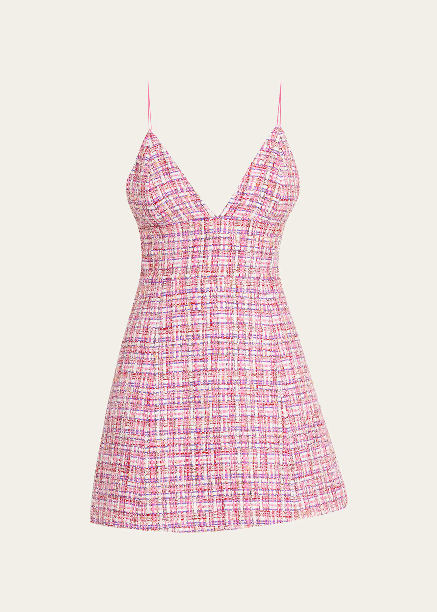 Alice + Olivia Carli Tweed Spaghetti-Strap Mini Dress - Bergdorf 