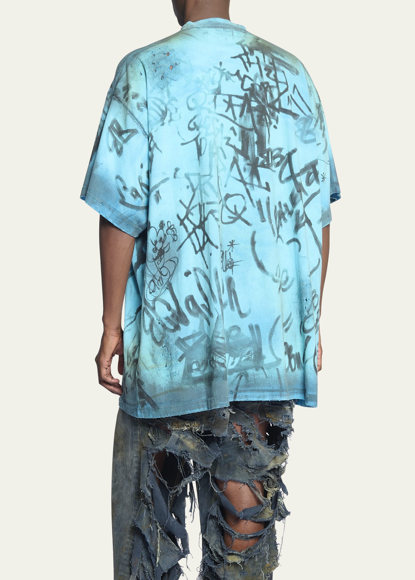 Balenciaga Men's Oversized Graffiti Skater T-Shirt