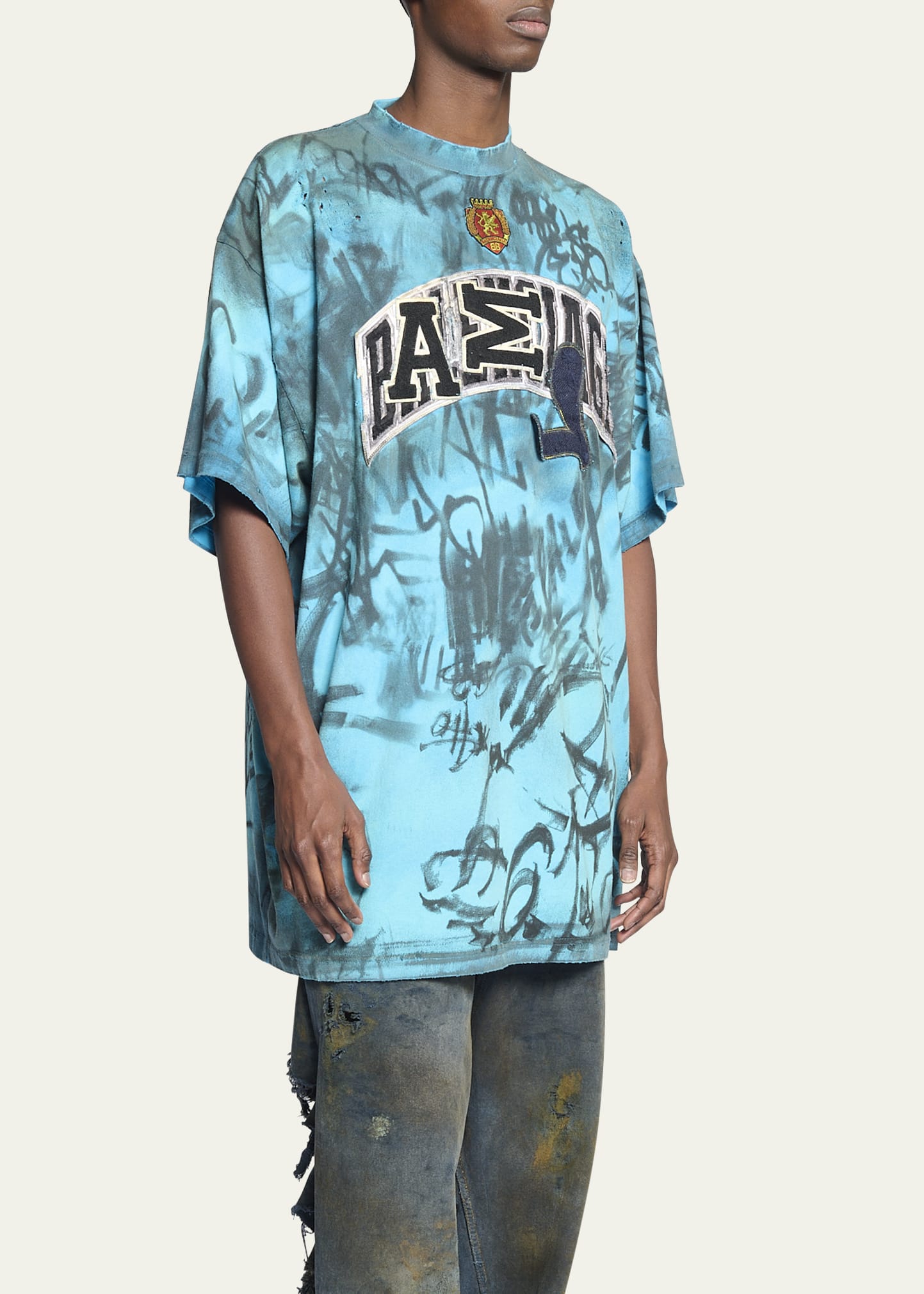 Balenciaga Men's Oversized Graffiti Skater T-Shirt