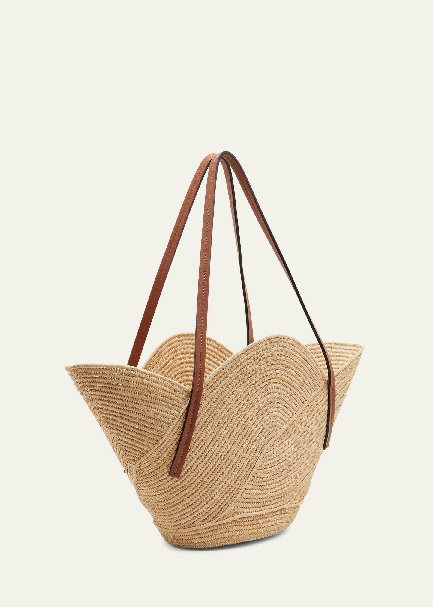 Loewe x Paula's Ibiza Petal Basket Bag in Raffia with Leather
