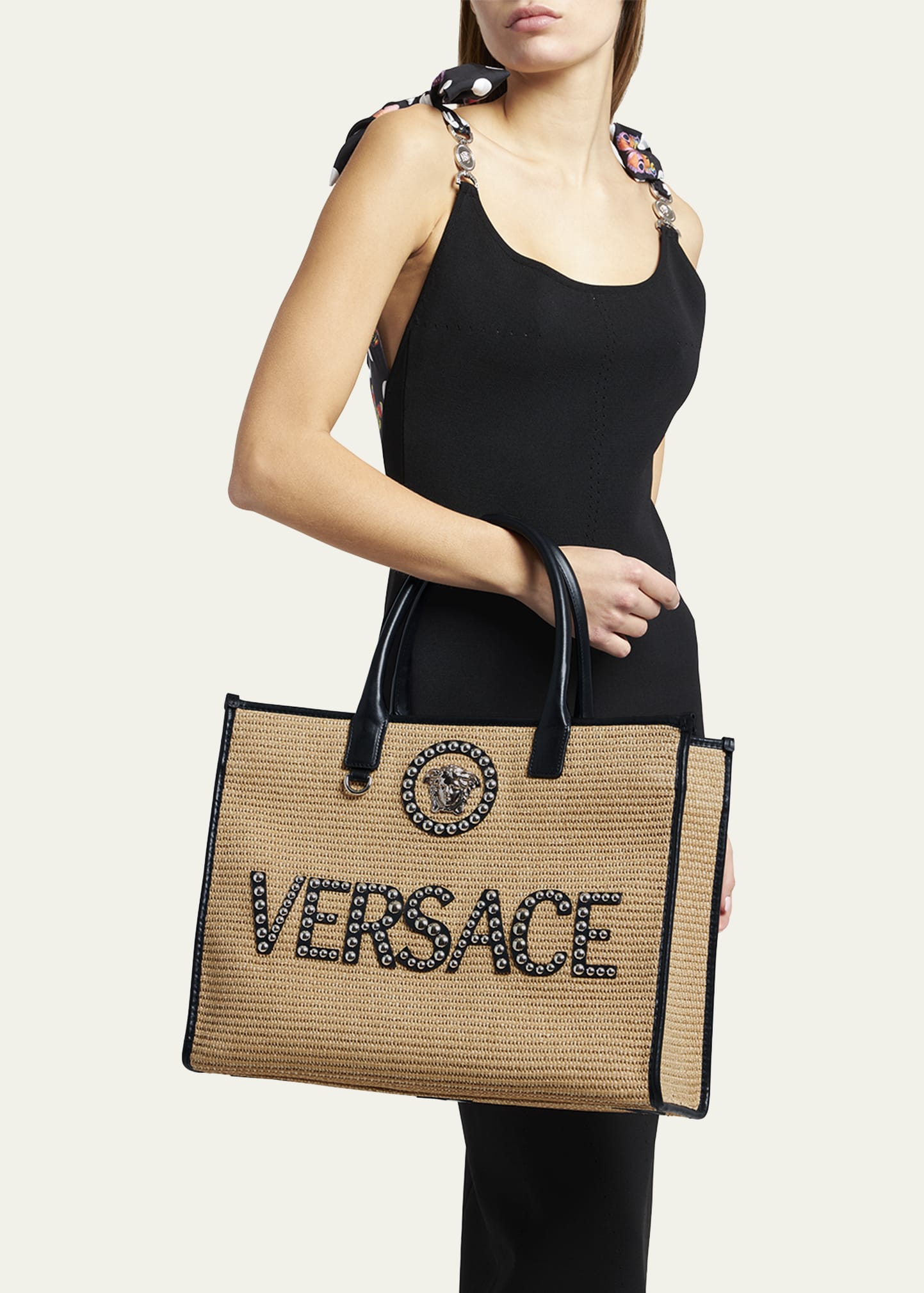 VERSACE 10177401A129751Y97V 関税送料込 Versace La Medusa Large Studded Logo Tote Bag - Bergdorf Goodman
