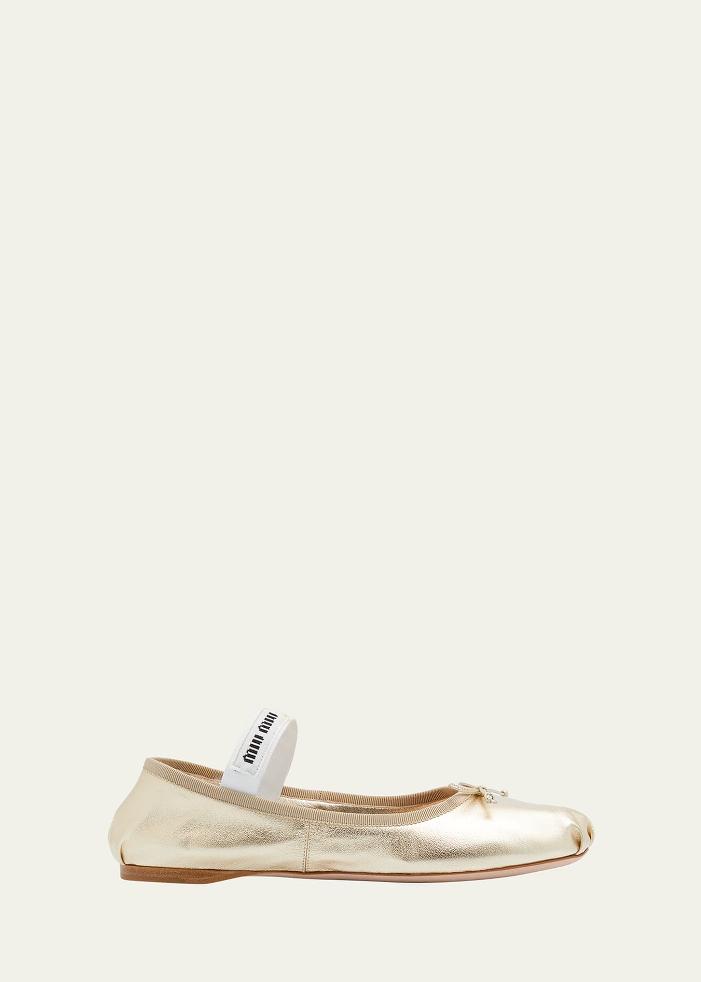 バレエシューズ MIUMIU Ballerina fiocchetto logo Miu Miu logo-strap Ballerina Shoes | Black | FARFETCH