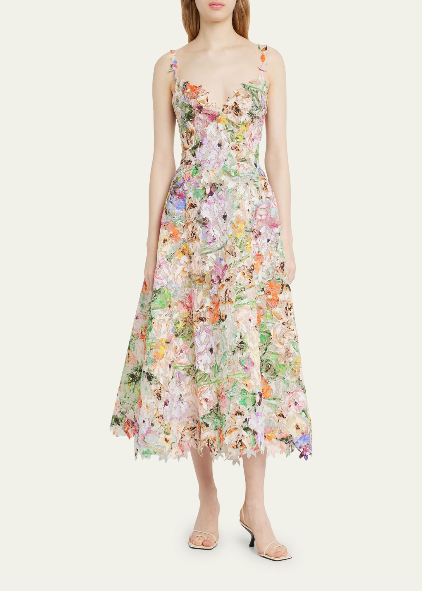 ml monique lhuillier jasmine lace midi-dress Lace Monique Lhuillier Outlet Ml Monique Lhuillier Women's Lace Midi Dress  Pink Size Fuchsia