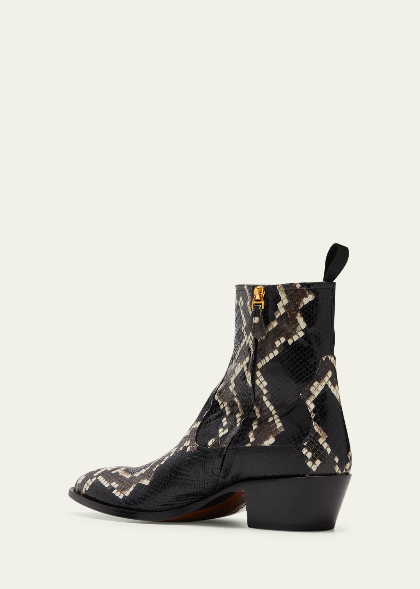 NEW BALLY men\'s gaiman snake embossed leather boots in multiblack Bally Men main image 3
