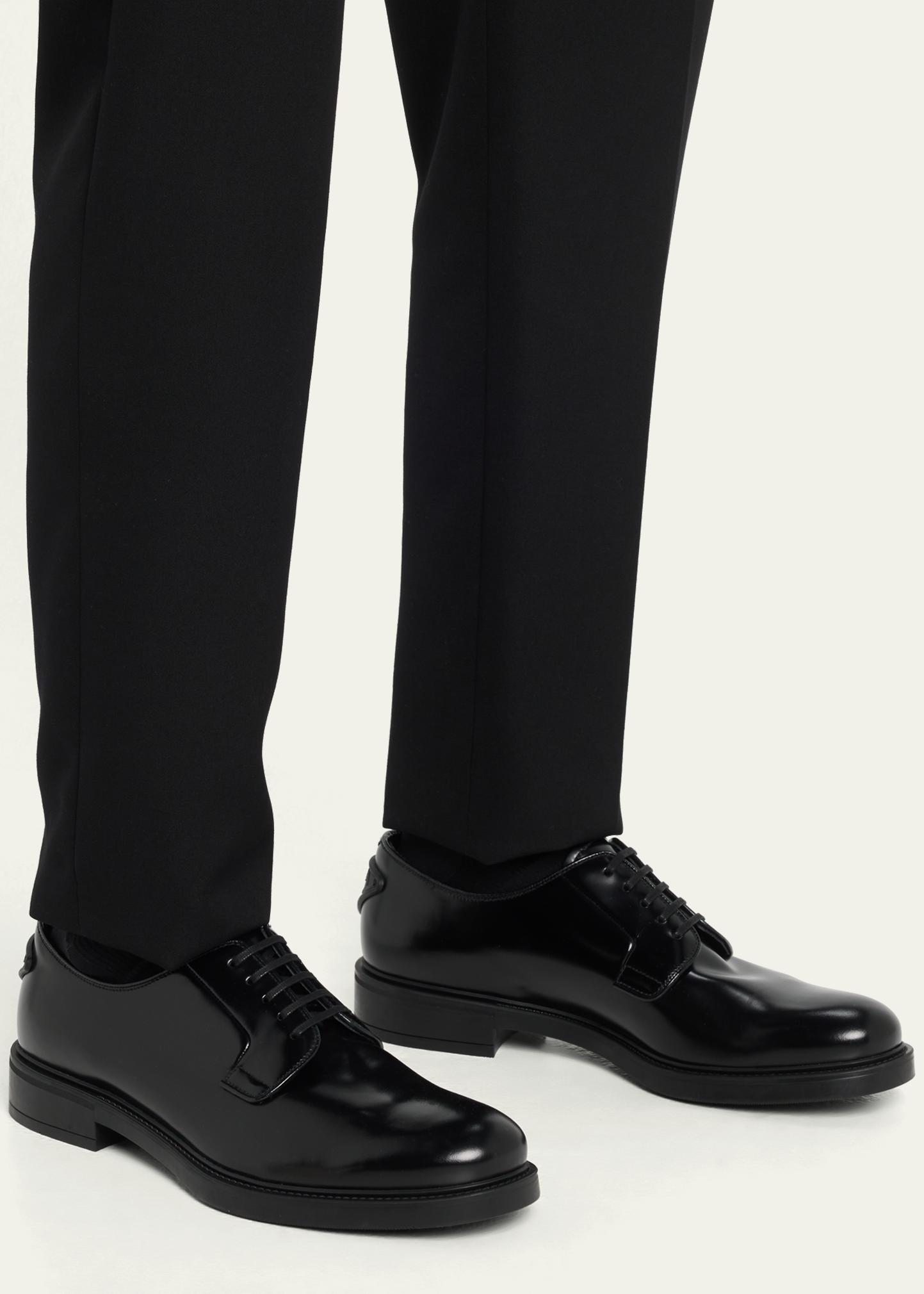 Prada Brushed leather derby shoes Triangle logo heel size 11 32994275~black_1760095202105_0.png main image 4