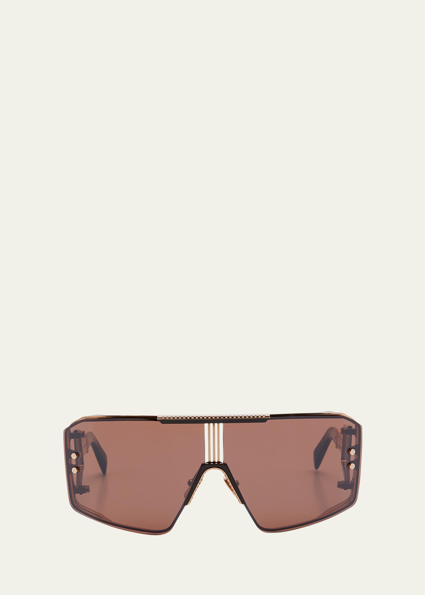 Balmain Le Masque Shield Sunglasses Balmain Le-Masque BPS-146D Sunglasses Titanium RSE Gold/Grey  main image 3