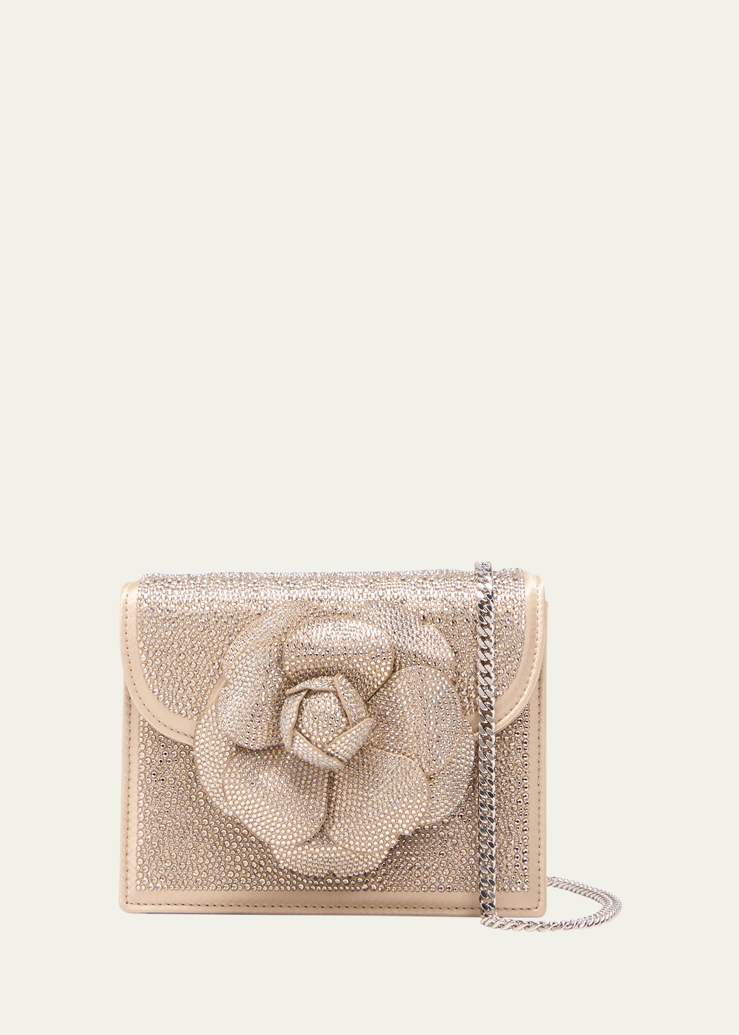 Oscar de la Renta Mini Flower Crystal Chain Shoulder Bag