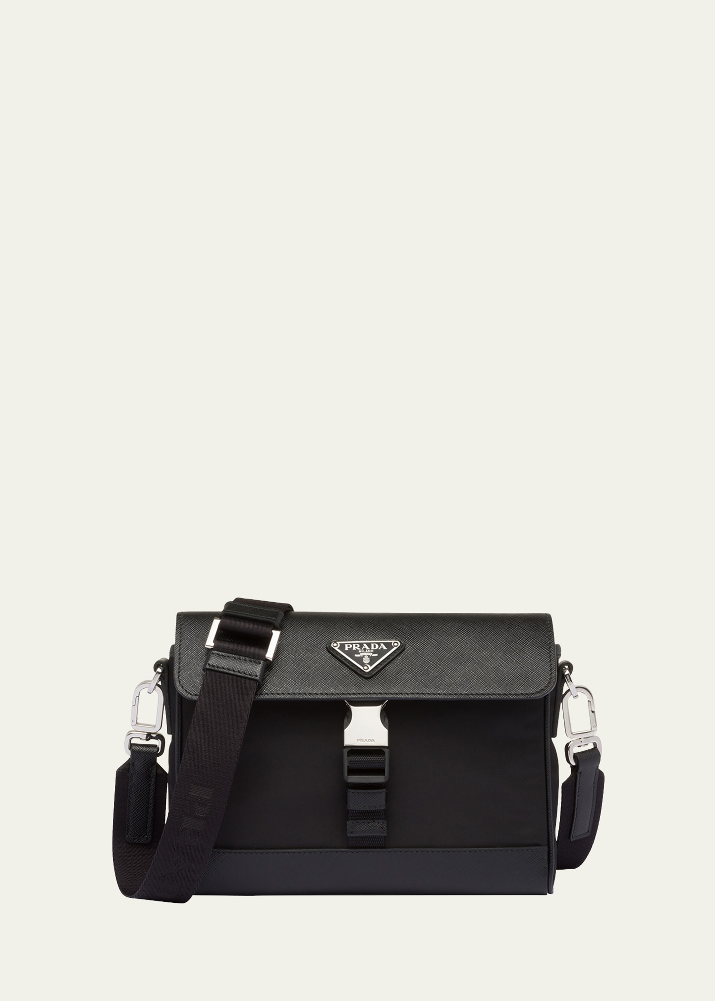 Prada Nylon And Saffiano Crossbody Bag in Black for Men